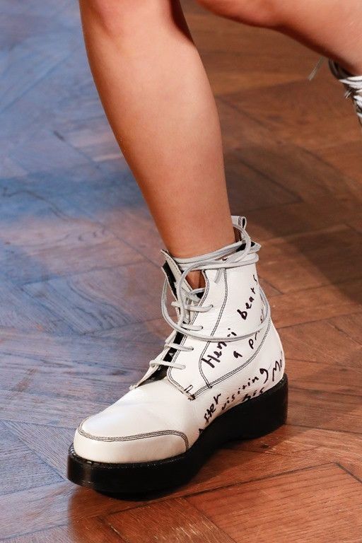 image of Enfants Riches Deprimes “Creeper Bottes En Cuir (With Text)” Runway Boots in White, Men's (Size 11)