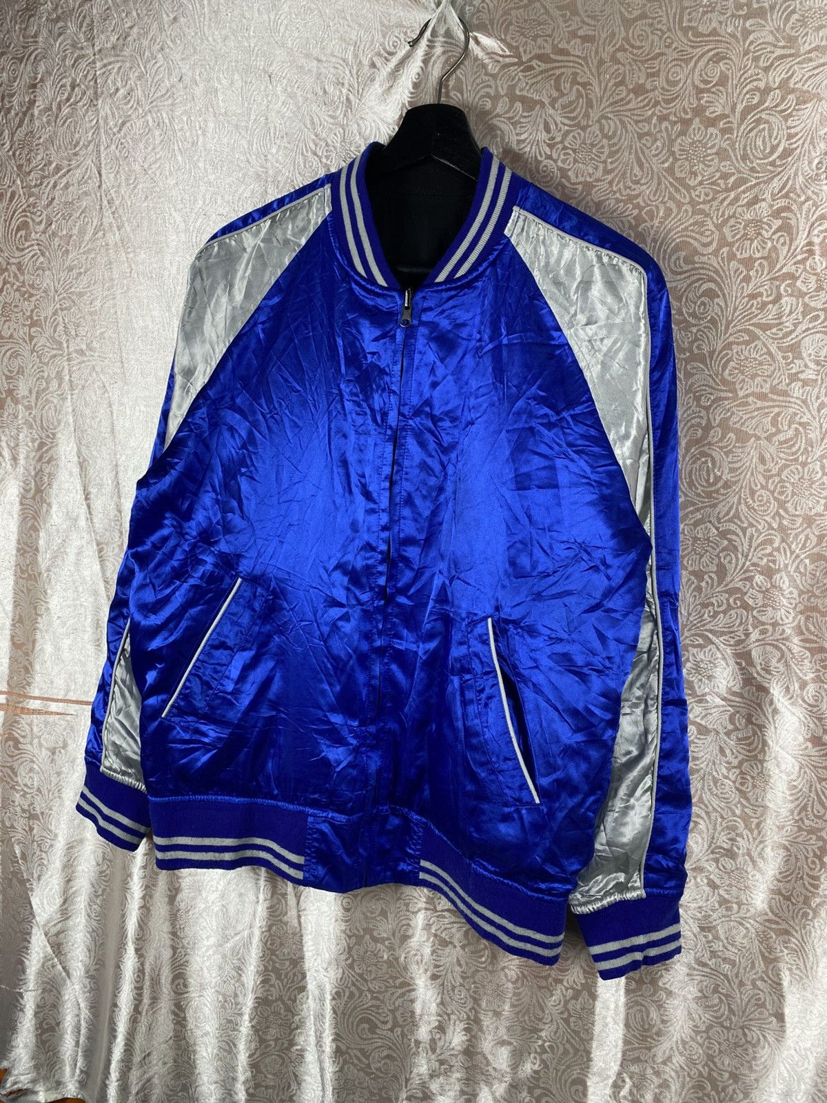 Japanese Brand GGD Edition Blue Silver Satin Sukajan Bomber Jacket Japan Size US M / EU 48-50 / 2 - 4 Thumbnail
