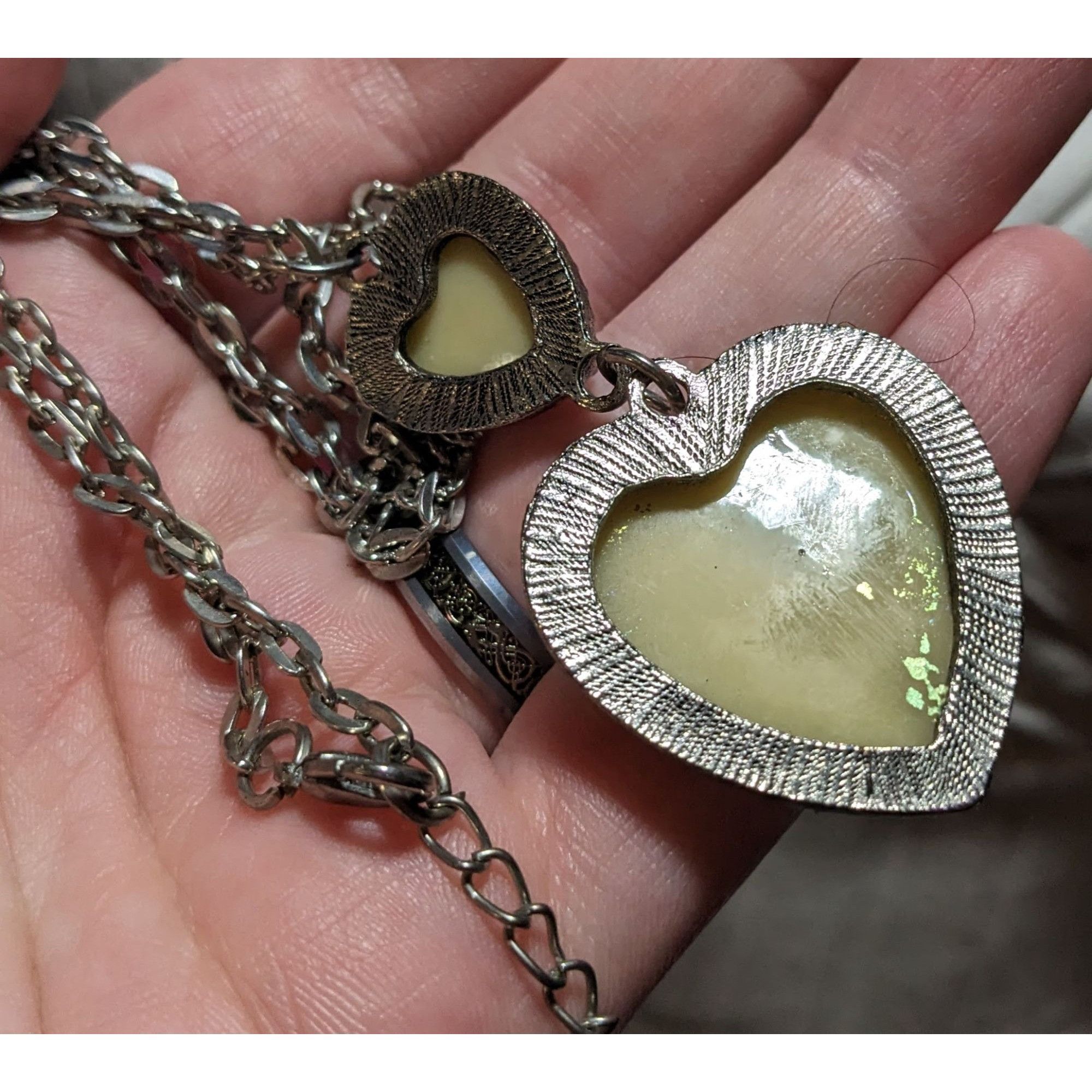 Other Silver Druzy Double Heart Necklace Size ONE SIZE - 8 Thumbnail