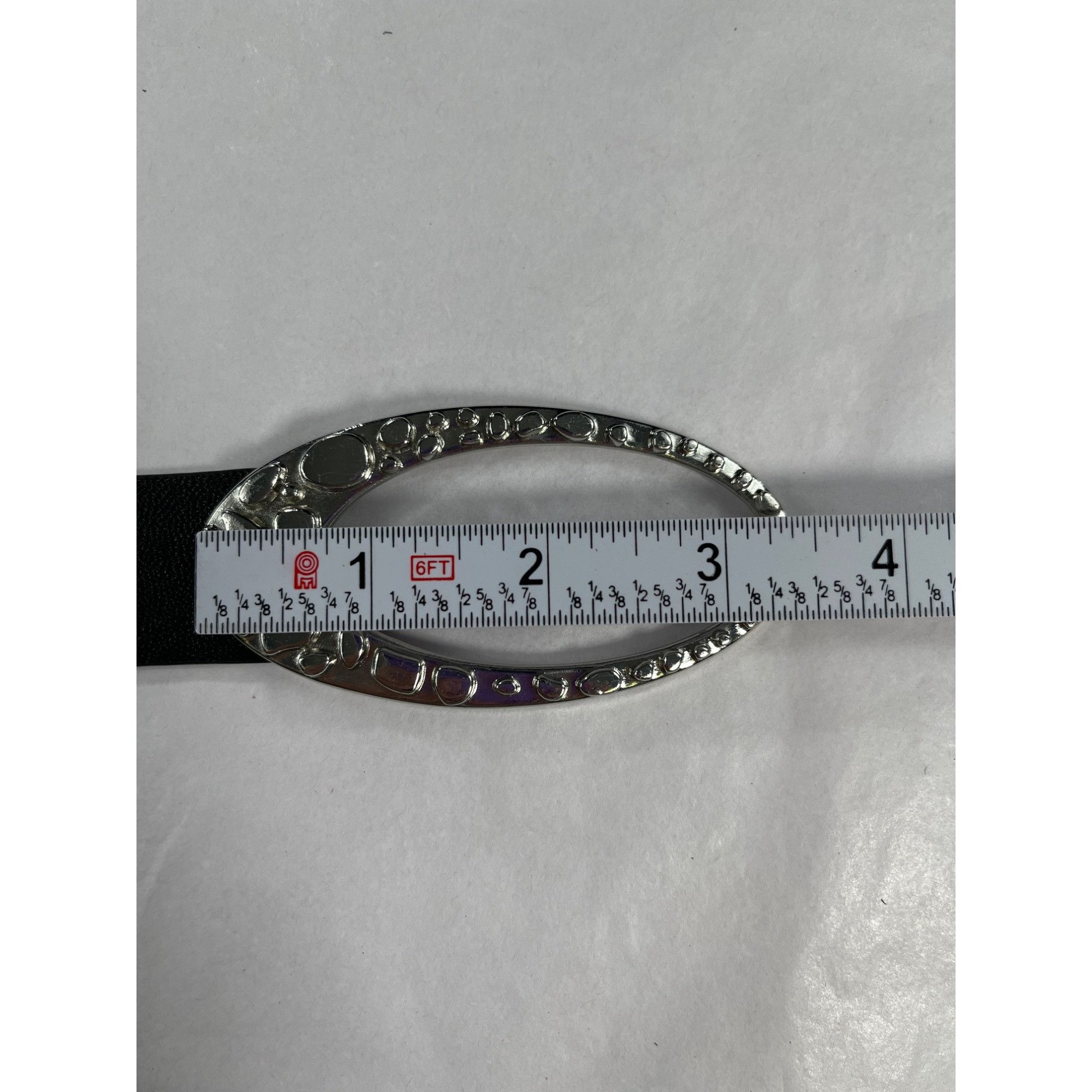 Chicos Chicos Black Leather Belt SKU 7518 With ADjustable back, Sil Size ONE SIZE - 8 Thumbnail