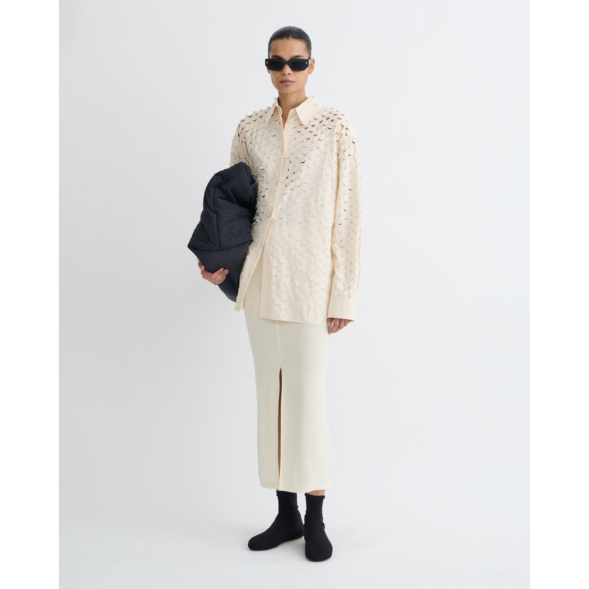 Nanushka Nanushka Aphea Laser Cut Heavy Poplin Shirt Size S / US 4 / IT 40 - 10 Thumbnail