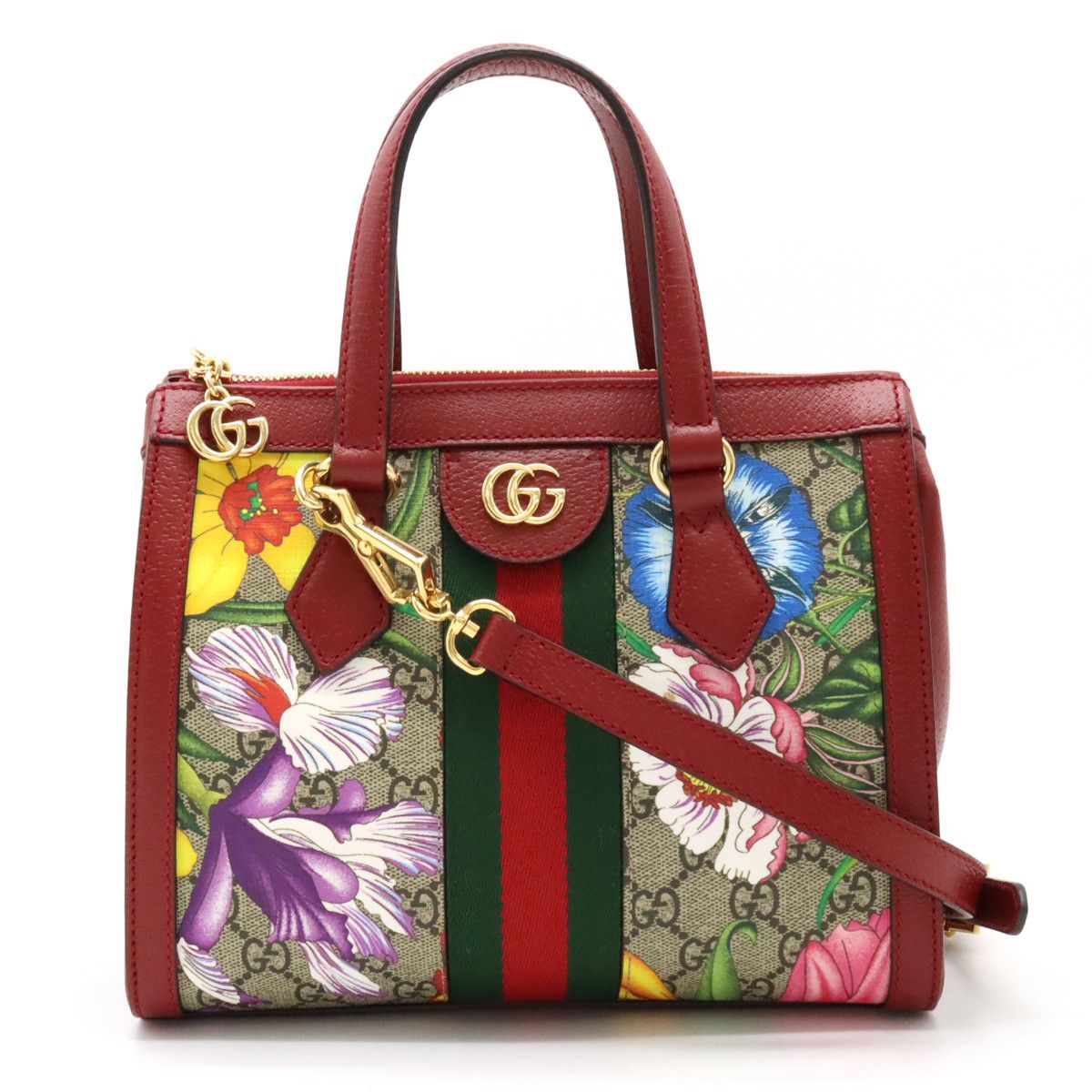 Gucci Gucci Gucci Ophidia GG Flora 2-Way Handbag PVC Leather Canvas Handbag 547551 in Great Condition Size ONE SIZE - 1 Thumbnail