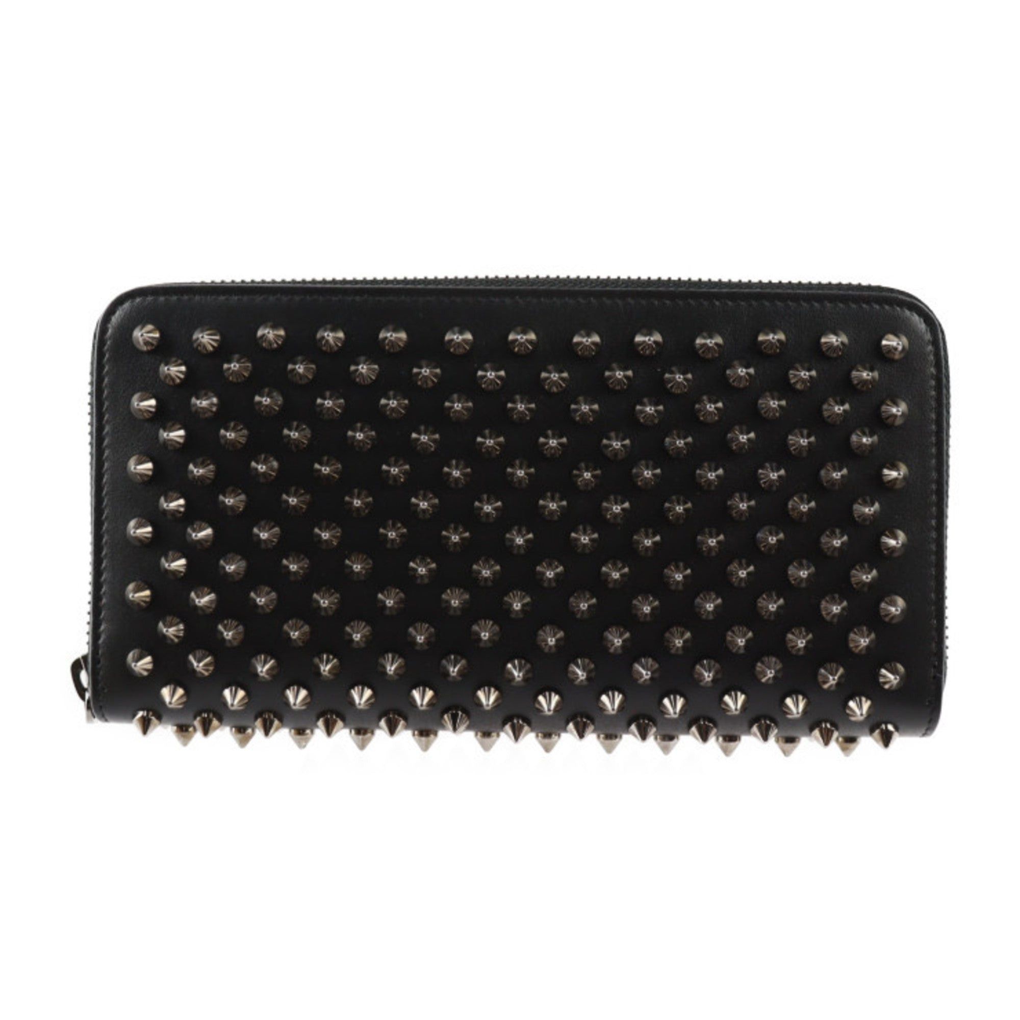 image of Vintage Christian Louboutin Panettone Long Wallet 1165065 Calf Leather Black Silver Hardware Spike 