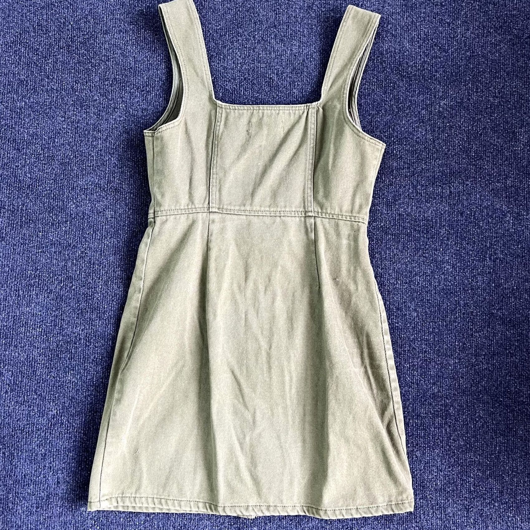 Urban Outfitters Urban Outfitters Dress Womens 6 Green Button Front Denim Mini Pinafore Overall Shirt Womens 6 Green Dress Short Vintage? Size 28" / US 6 / IT 42 - 4 Thumbnail