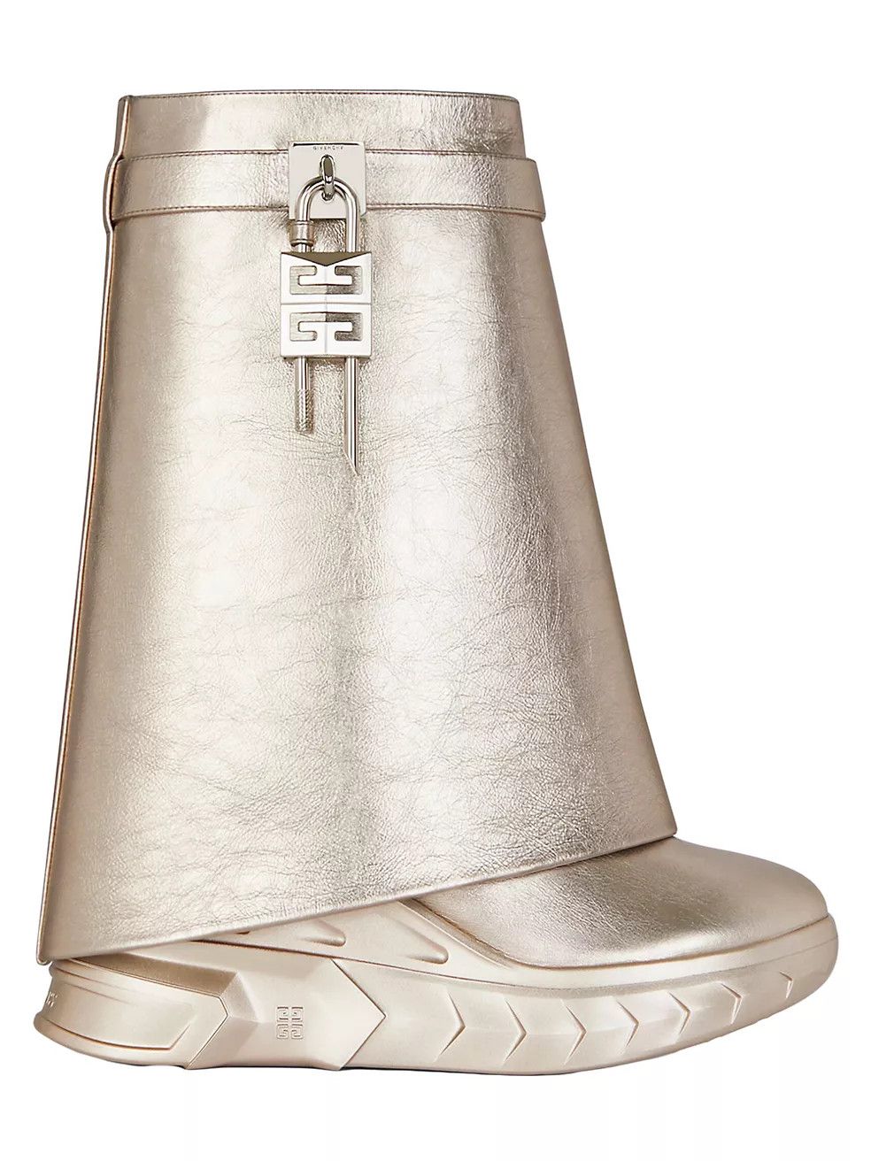 Givenchy o1w1db10325 Shark Lock Biker Boots in Dusty Gold Size US 8 / IT 38 - 1 Thumbnail