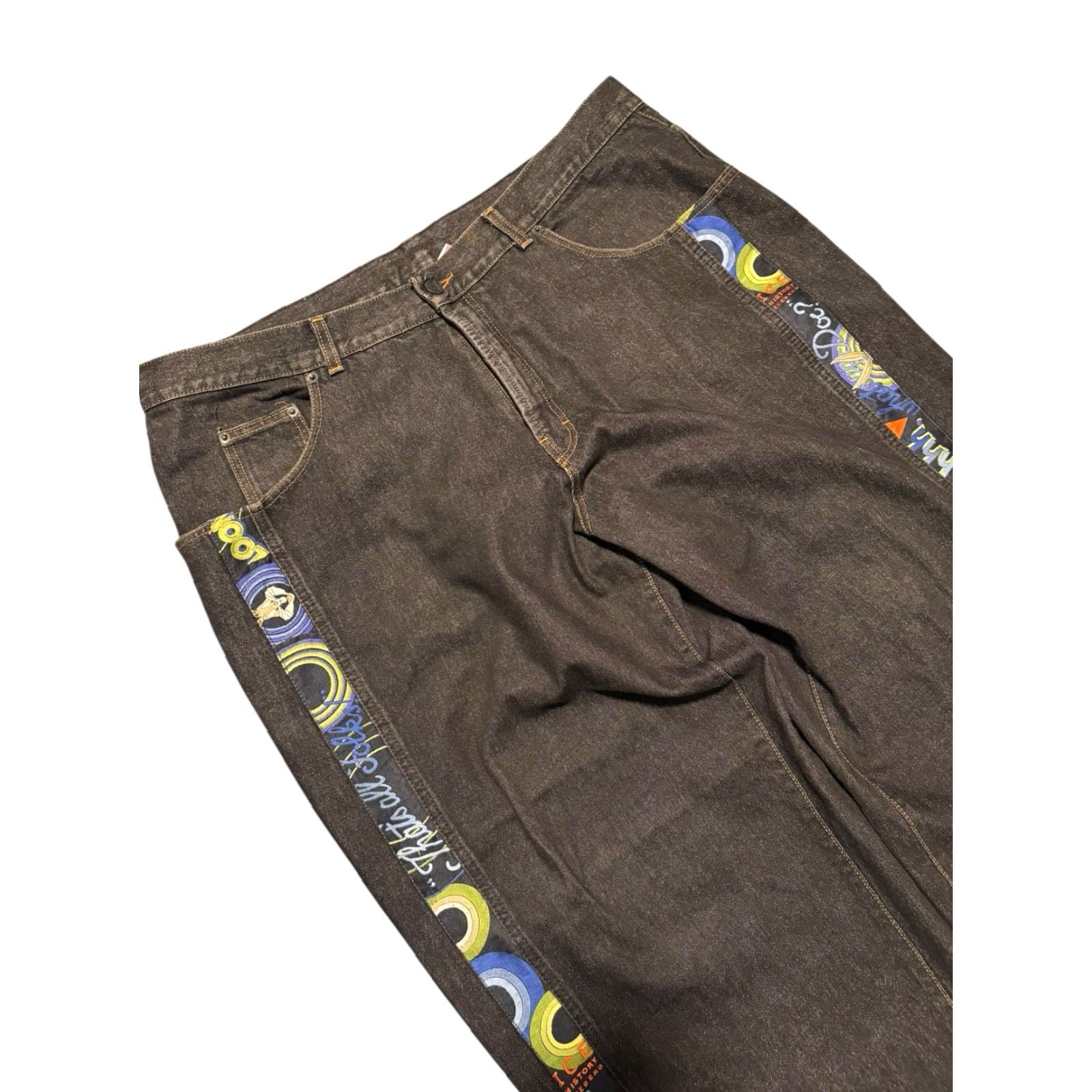 Vintage Iceberg Jeans History Bugs Bunny Looney Tunes Mens 42x34 Black Baggy Italy Wide Leg Jeans Distressed Stretch 5-Pocket Hip Hop Modern Wide-Leg Mens Size US 42 / EU 58 - 3 Thumbnail