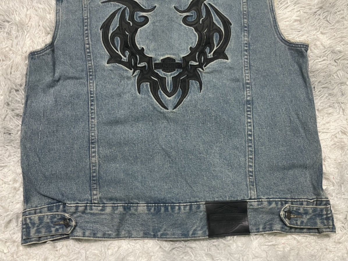 Harley Davidson 2000s HARLEY DAVIDSON EMBROIDERED LOGO DENIM DISTRESSED Size US L / EU 52-54 / 3 - 13 Thumbnail