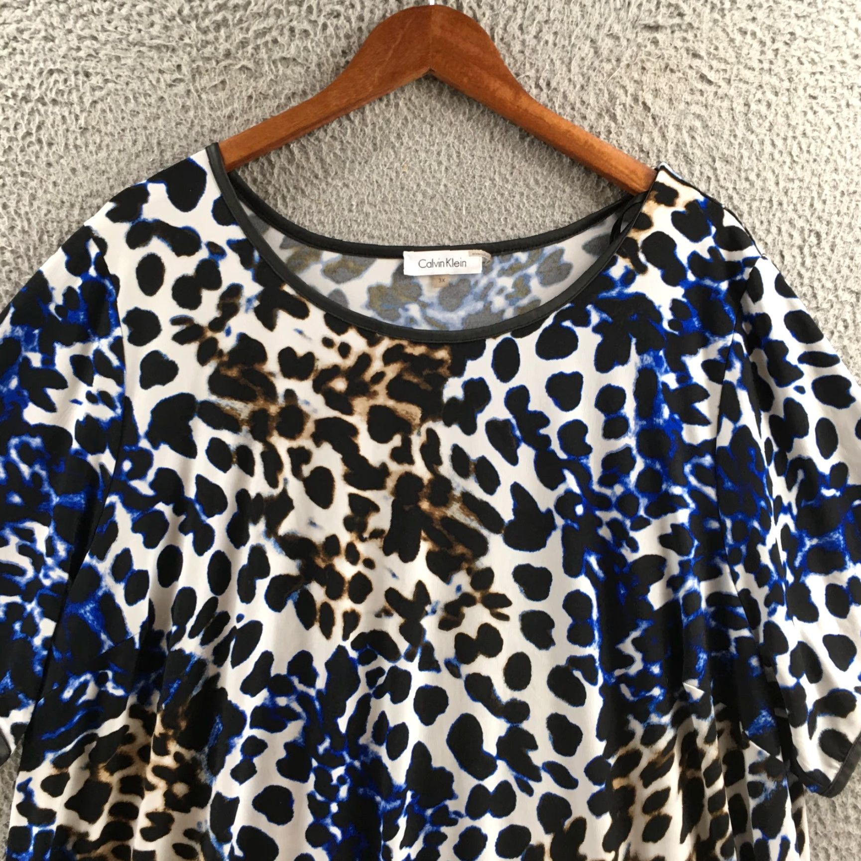 Calvin Klein Calvin Klein Collection Blouse Womens 3X Multicolor Animal Print Short Sleeve Top Size XXL / US 16-18 / IT 52-54 - 2 Thumbnail
