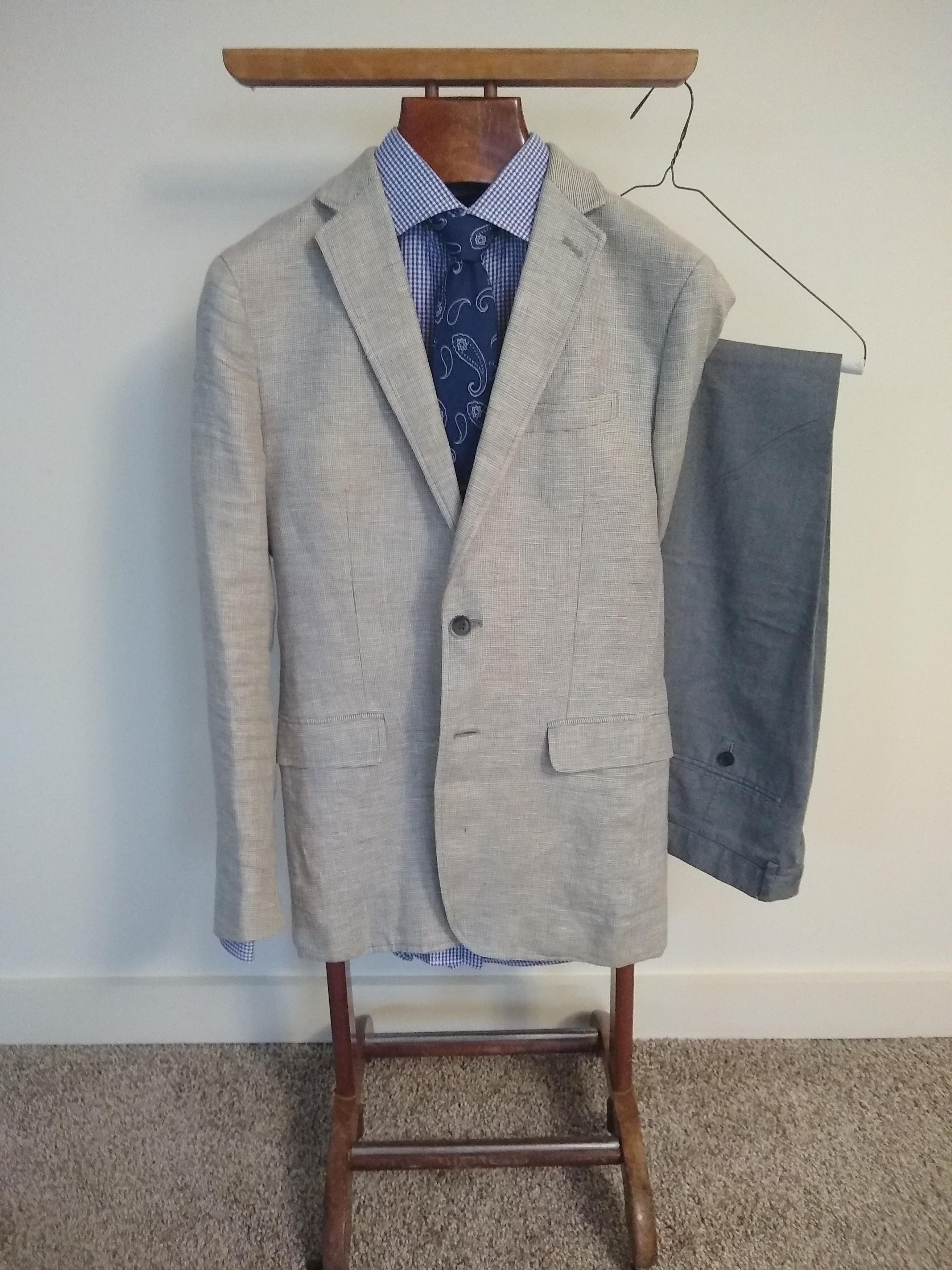 Banana Republic Gray Linen Blazer & Pants Size 38R - 1 Thumbnail