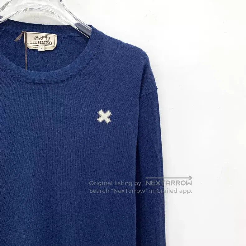Hermes Hermes Dark blue chessboard pattern intarsia cotton round Size US L / EU 52-54 / 3 - 3 Thumbnail