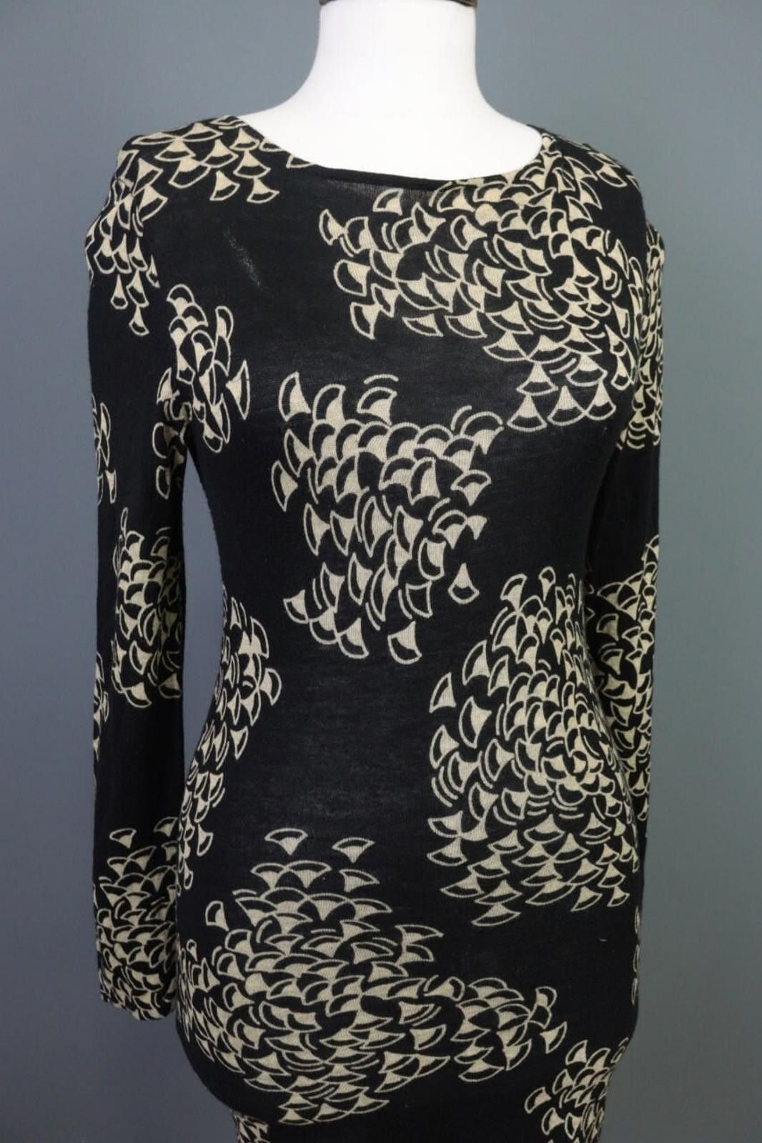Marimekko Marimekko Black Printed Wool A-Line Shirt Dress Size XS Size XS / US 0-2 / IT 36-38 - 5 Thumbnail