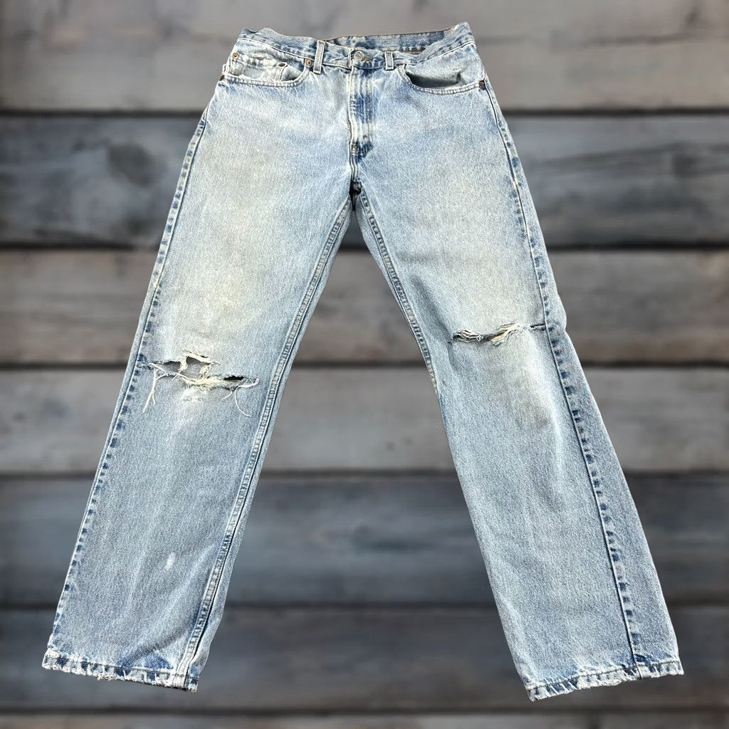 VINTAGE Levi's 505 Mens 32x30 Blue Regular Light Wash Distressed 90s Jeans