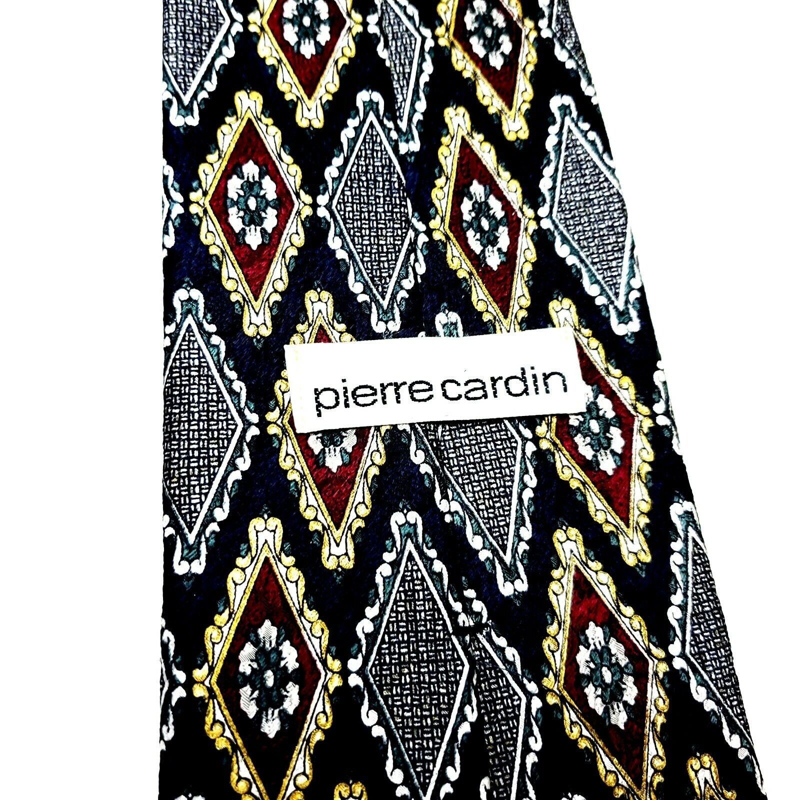 Pierre Cardin Pierre Cardin Silk Tie Print Blue Geometric Short Wide Size ONE SIZE - 3 Thumbnail