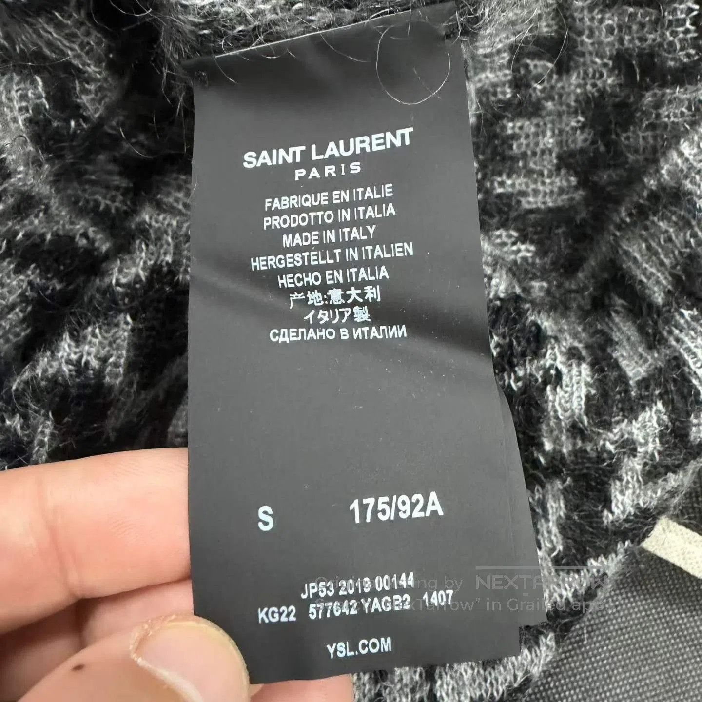 Saint Laurent Paris Saint Laurent Gray Black Patterned Sweater. Size US S / EU 44-46 / 1 - 3 Thumbnail