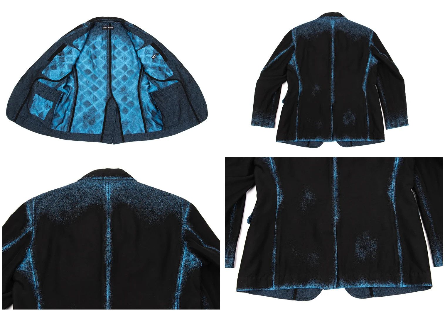 Issey Miyake Trim Fade Woven Design Jacket in Black and Light Blue Size US M / EU 48-50 / 2 - 16 Thumbnail
