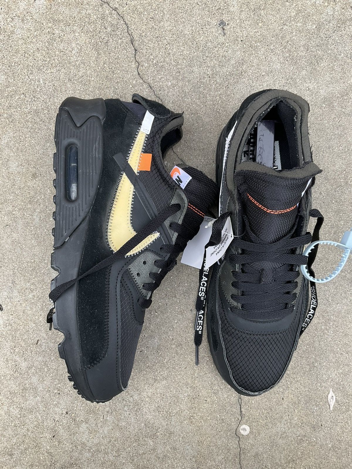 image of Nike Air Max 90 Off-White Black Shoes, Men's (Size 10)