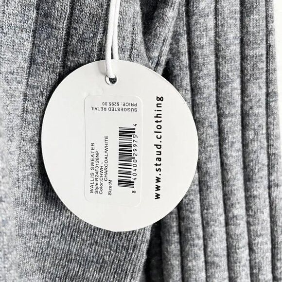 Staud NWT $295 STAUD Wallis Ribbed Cropped Cardigan Sweater Gray Size M / US 6-8 / IT 42-44 - 7 Thumbnail