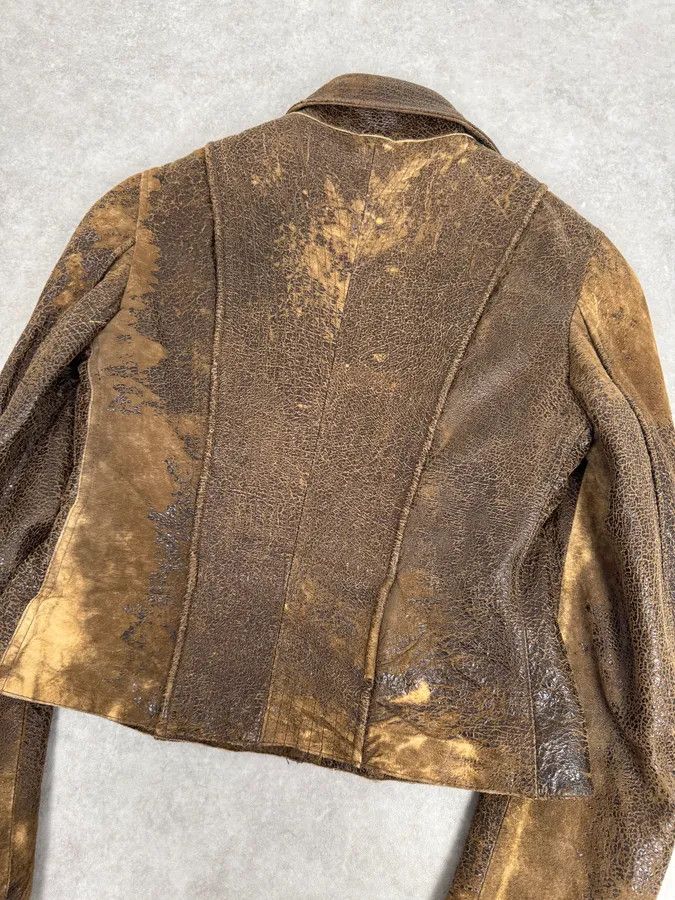 Roberto Cavalli 2000s Roberto Cavalli Raw Brown Leather Patchwork Lining Jacket Size M / US 6-8 / IT 42-44 - 12 Thumbnail