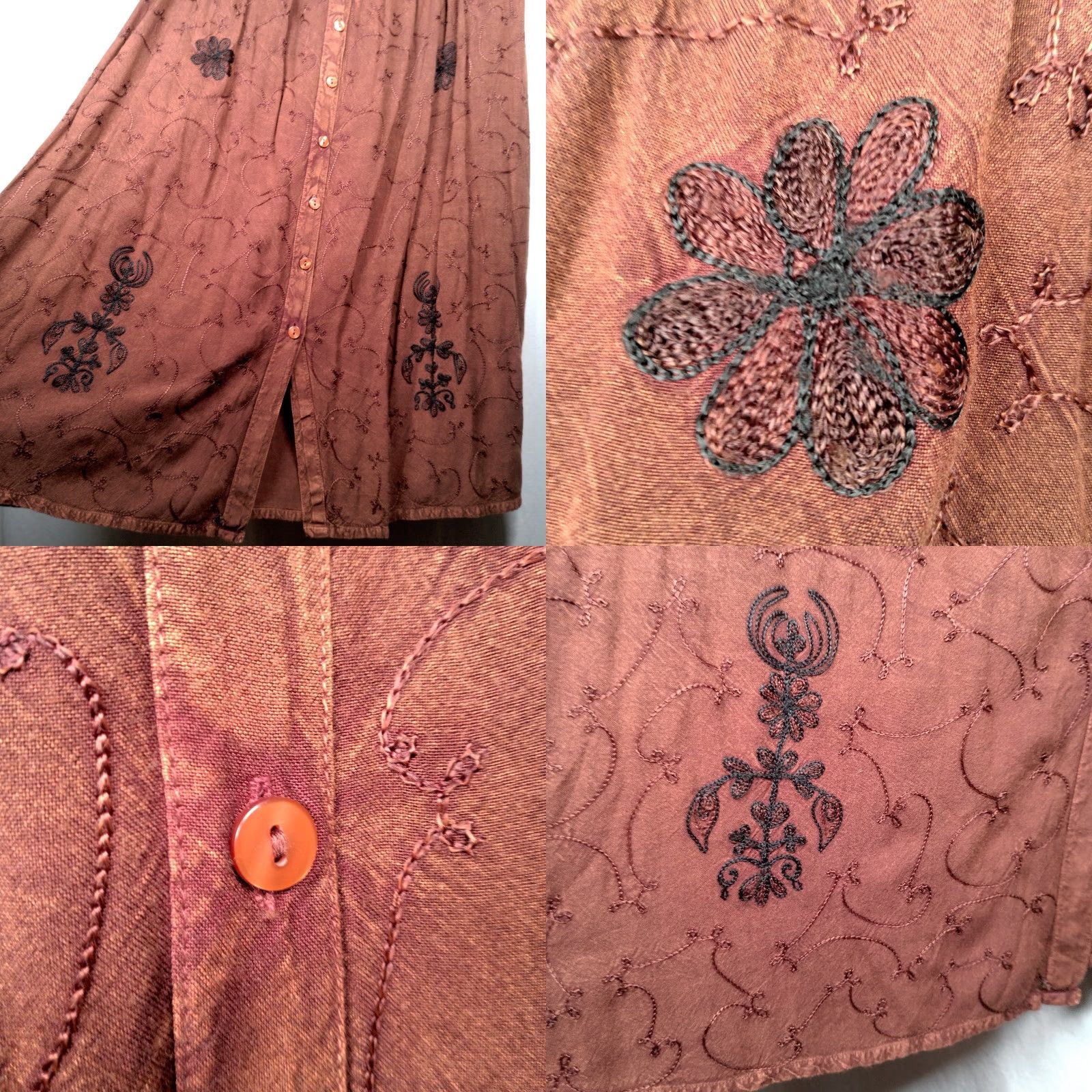 Vintage Speed Limit MPH Skirt Maxi Brown Small Embroidered Boho Hippie Fairy Whimsical BOHEMIAN Womens Size 28" / US 6 / IT 42 - 8 Thumbnail