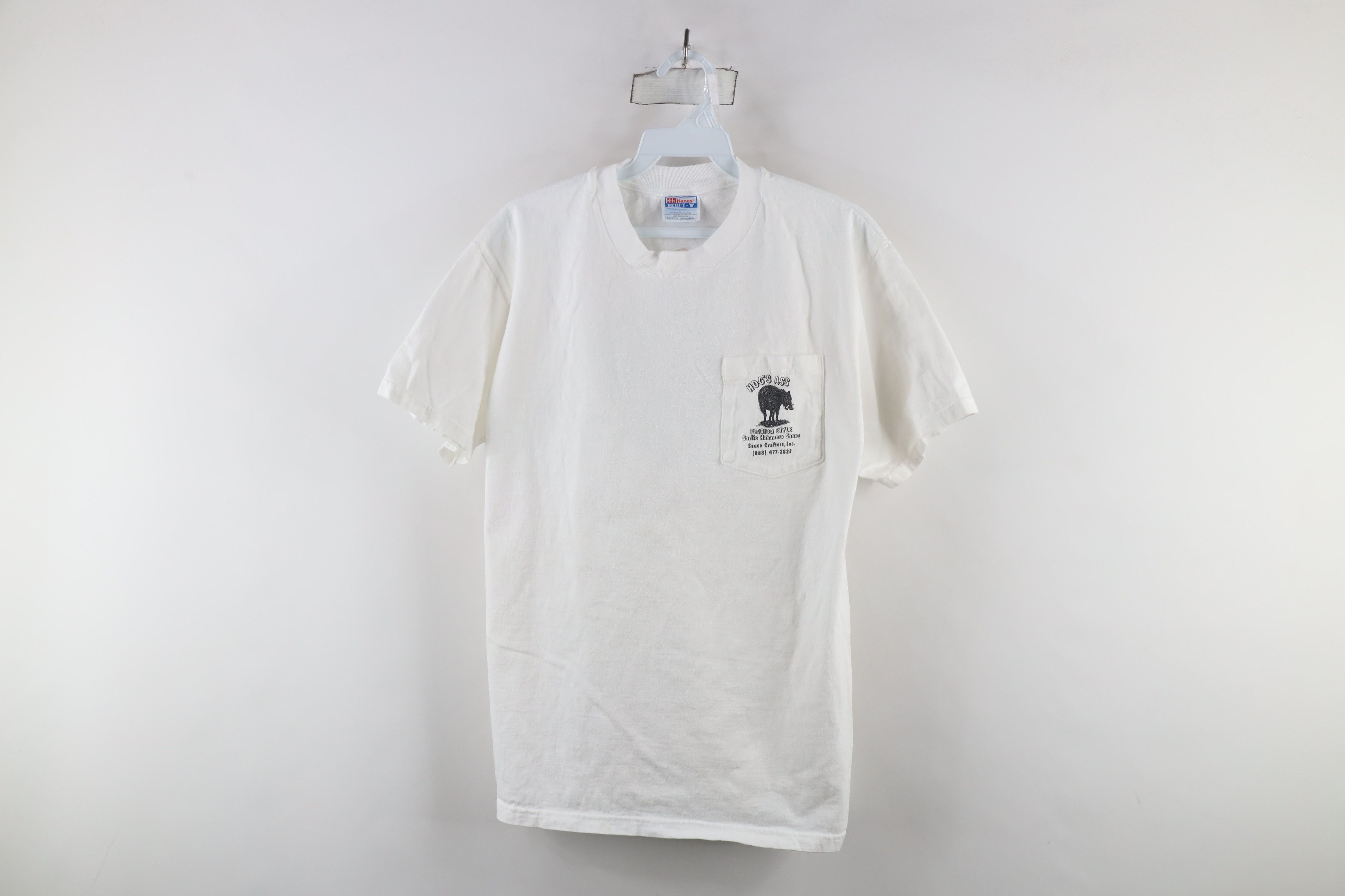 Vintage Vintage 90s Hogs Ass Garlic Habanero Sauce T-Shirt White Size US M / EU 48-50 / 2 - 1 Thumbnail