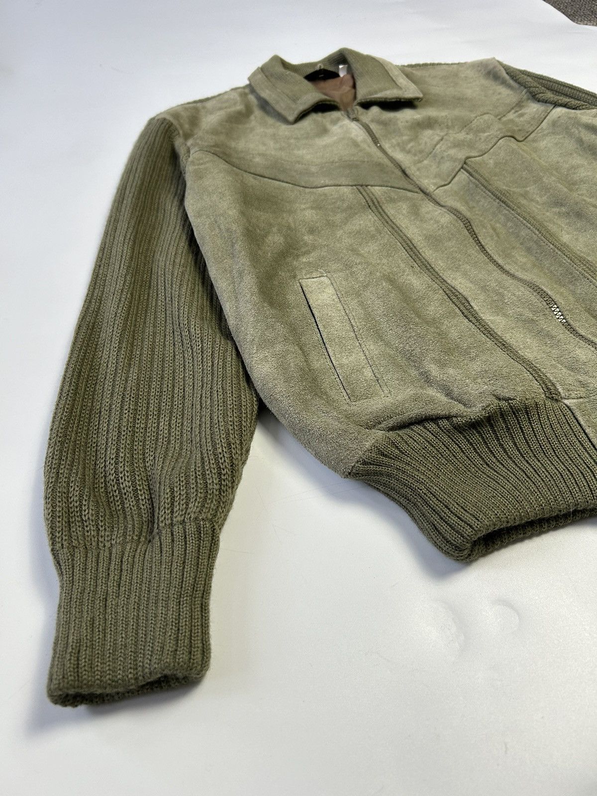 Japanese Brand TAKASHIMAYA HALF KNIT HALF SUEDED JACKET Size US L / EU 52-54 / 3 - 2 Thumbnail