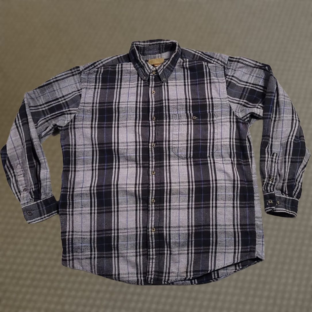 Faded Glory Faded Glory Shirt Adult Large Gray Black Plaid Flannel Long Sleeve Casual Mens Size US L / EU 52-54 / 3 - 1 Thumbnail