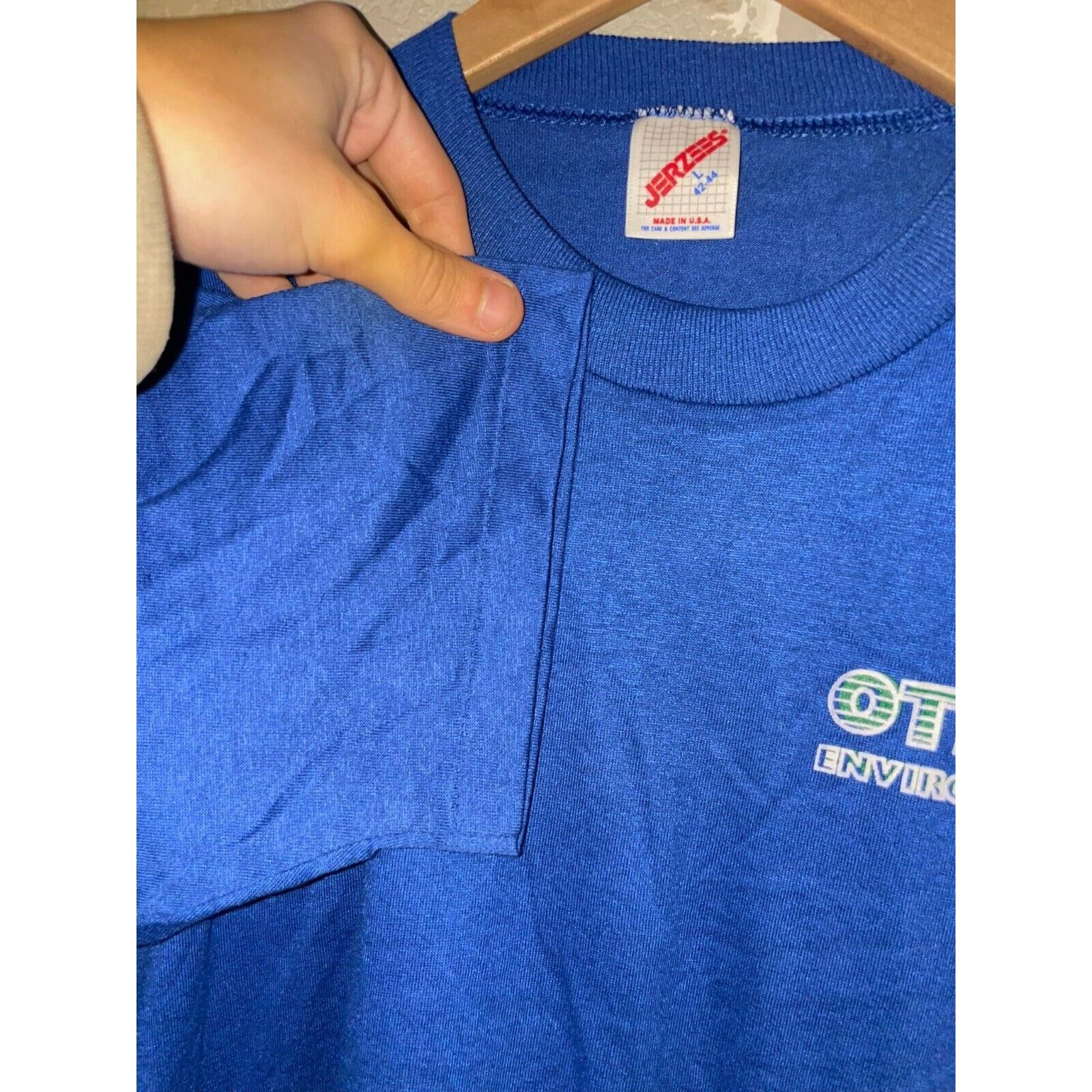 Jerzees Vintage Otitan Environmental Shirt Blue #7 Tee USA 90s Large Size US L / EU 52-54 / 3 - 4 Thumbnail