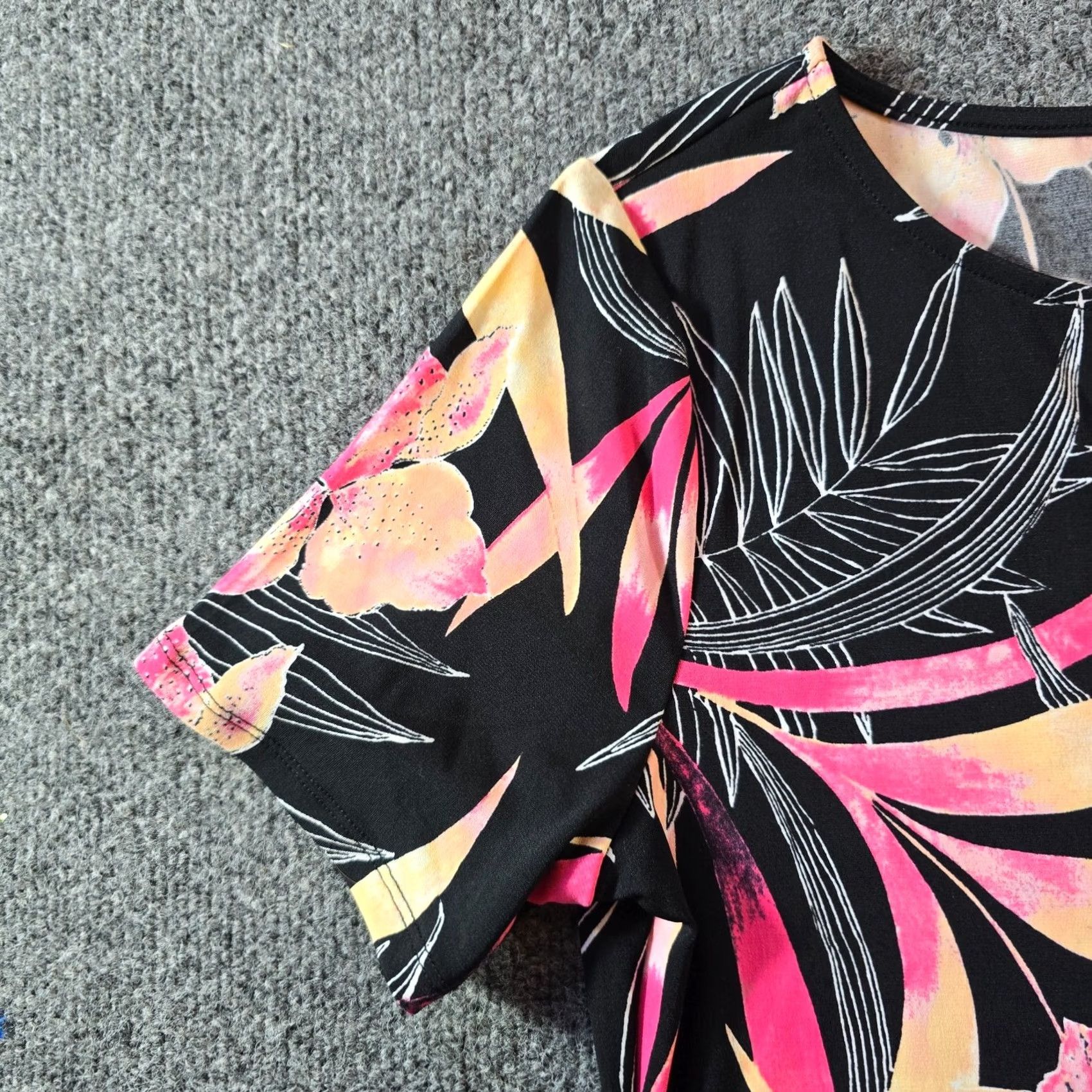Vintage Chicos Dress Womens Size Small Black Pink Floral Tropical Aloha Hawaii Casual Size S / US 4 / IT 40 - 4 Thumbnail