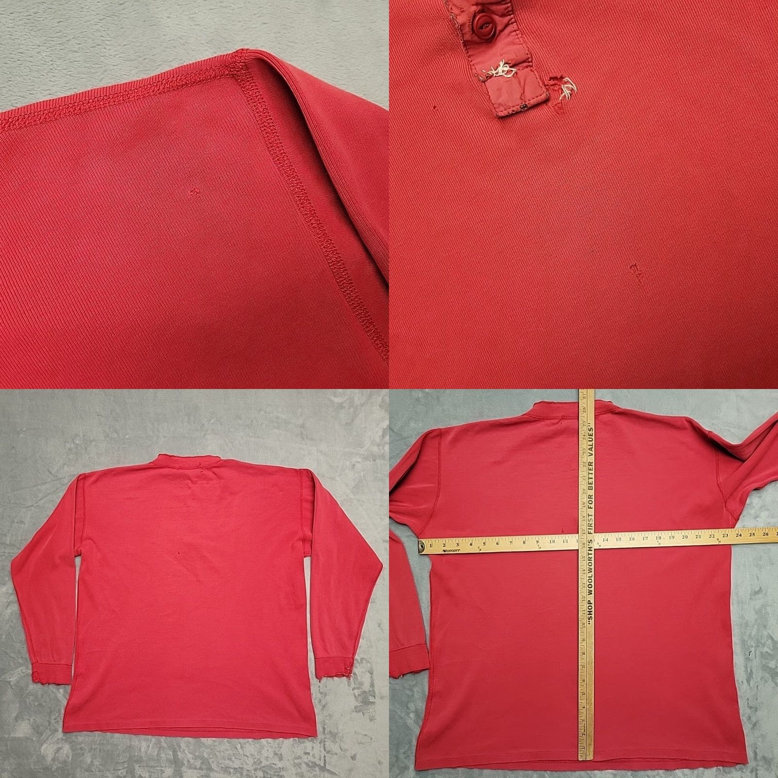 Eddie Bauer VINTAGE Eddie Bauer Henley Shirt Men L Red Ribbed Knit Distressed Grandpa Logger Size US L / EU 52-54 / 3 - 8 Thumbnail