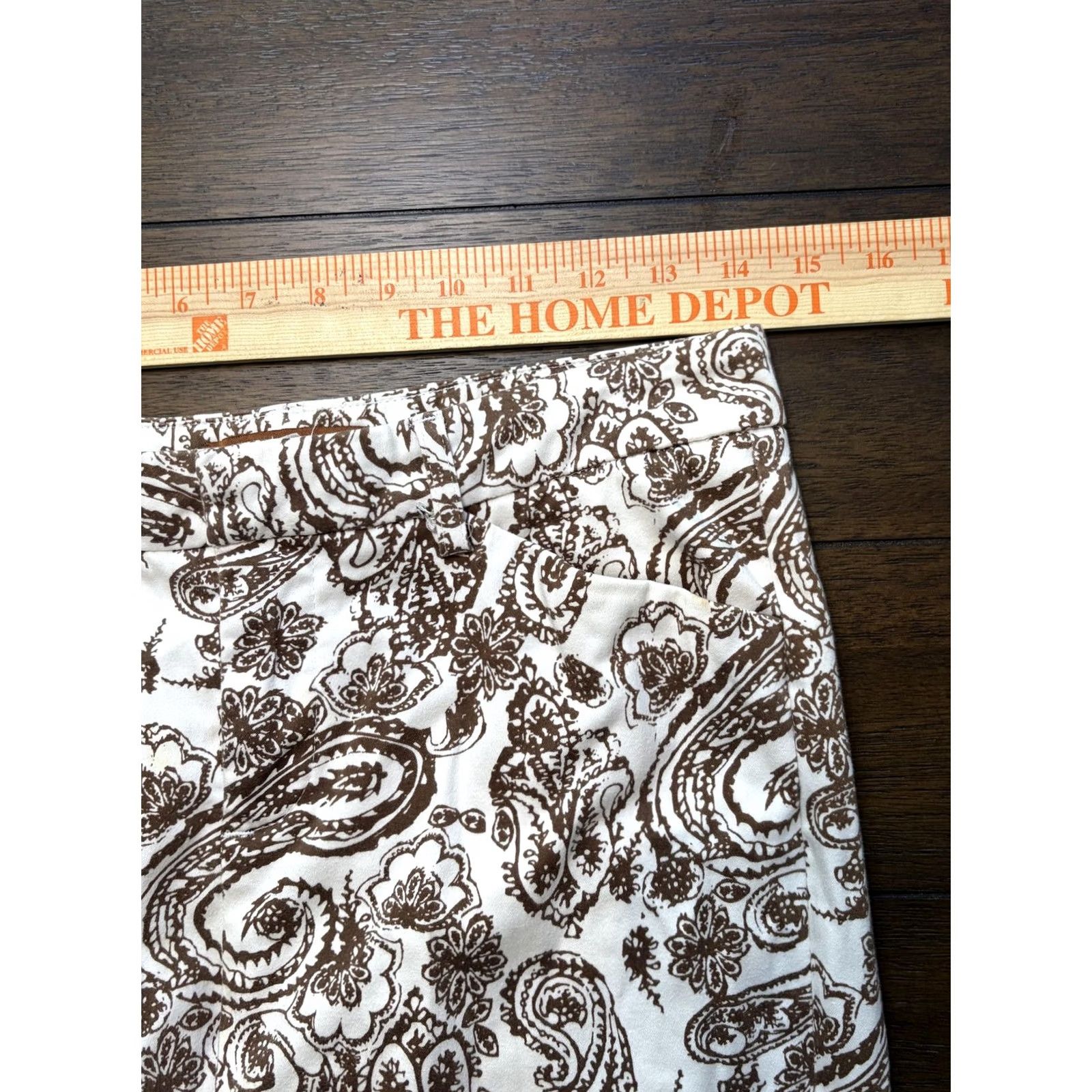 Lee Lee Pants Womens M Brown Jeans Paisley One True Fit Stretch Cotton Capri Size 32" / US 10 / IT 46 - 2 Thumbnail