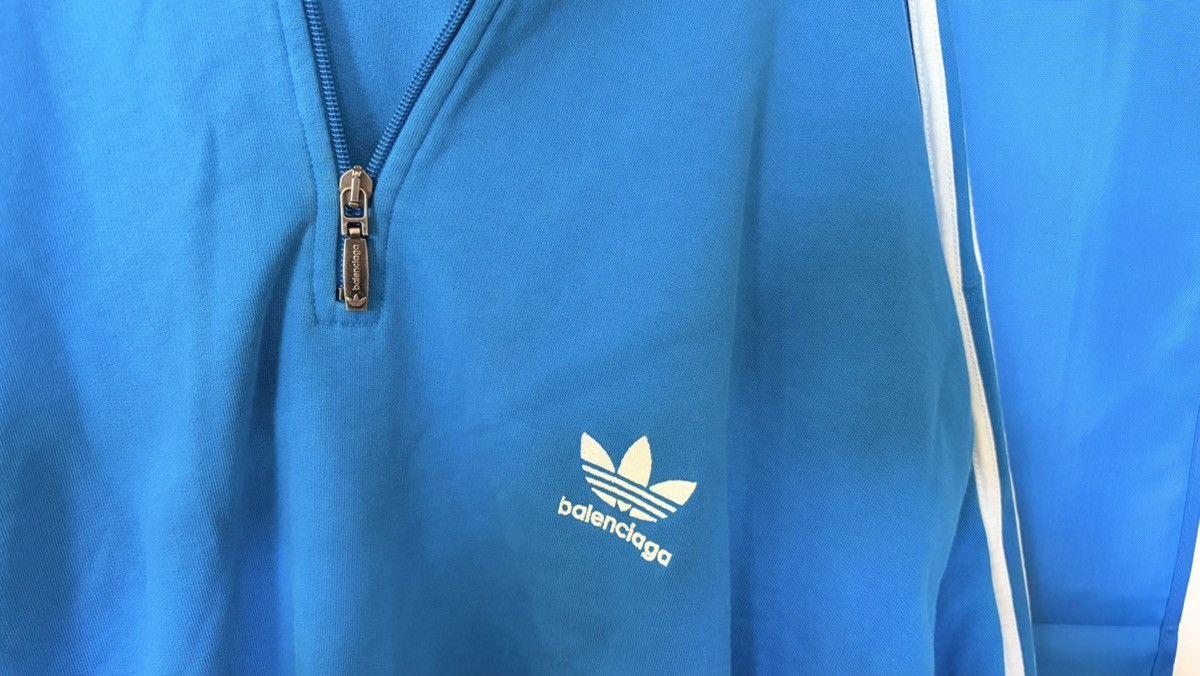 Adidas × Balenciaga Adidas x Balenciaga Sz.3 Blue Trefoil Zip Sweatshirt Size US L / EU 52-54 / 3 - 2 Thumbnail