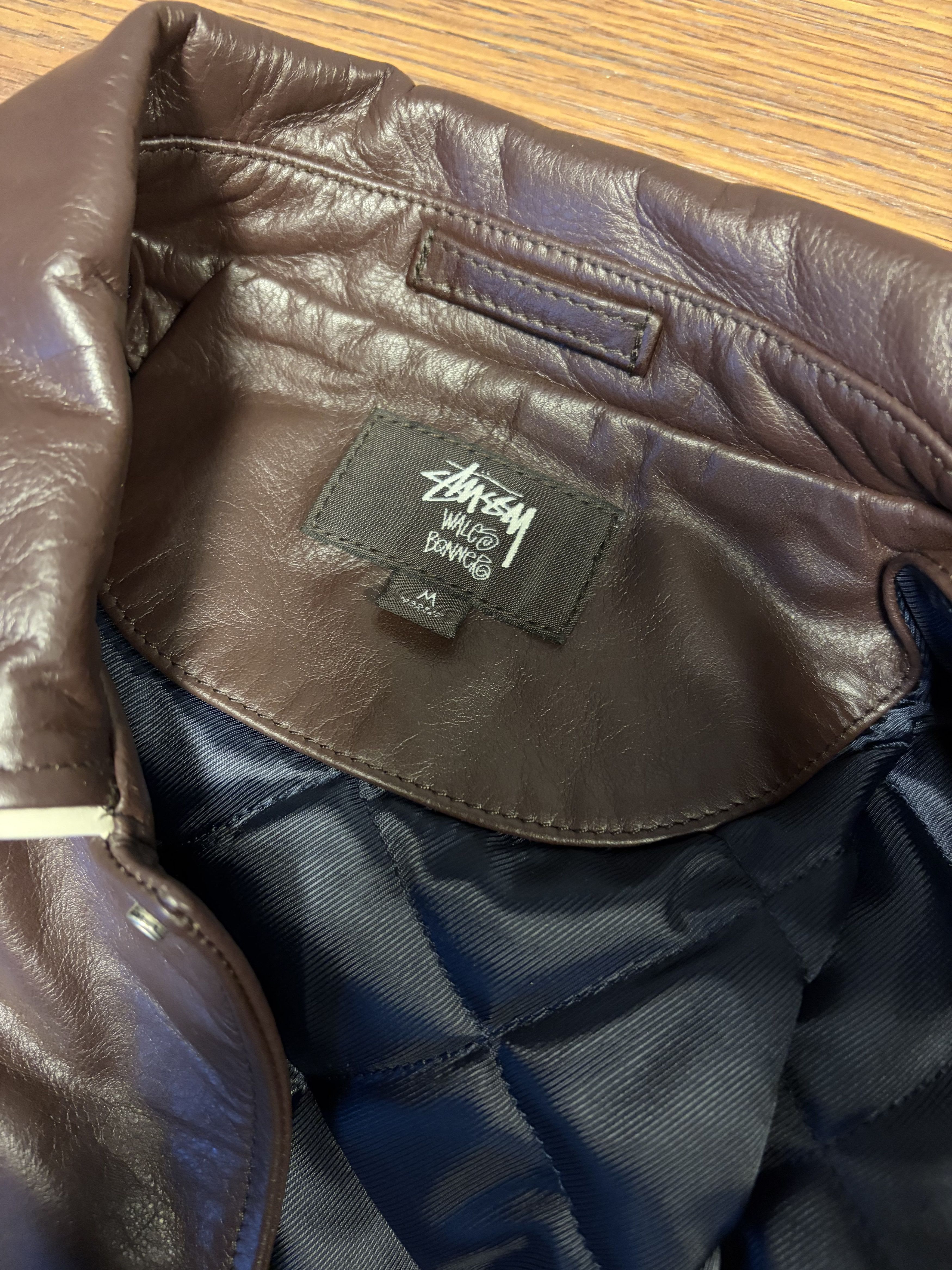Stussy × Wales Bonner Stussy Wales Bonner Leather Varsity Jacket in Brown Size US M / EU 48-50 / 2 - 3 Thumbnail