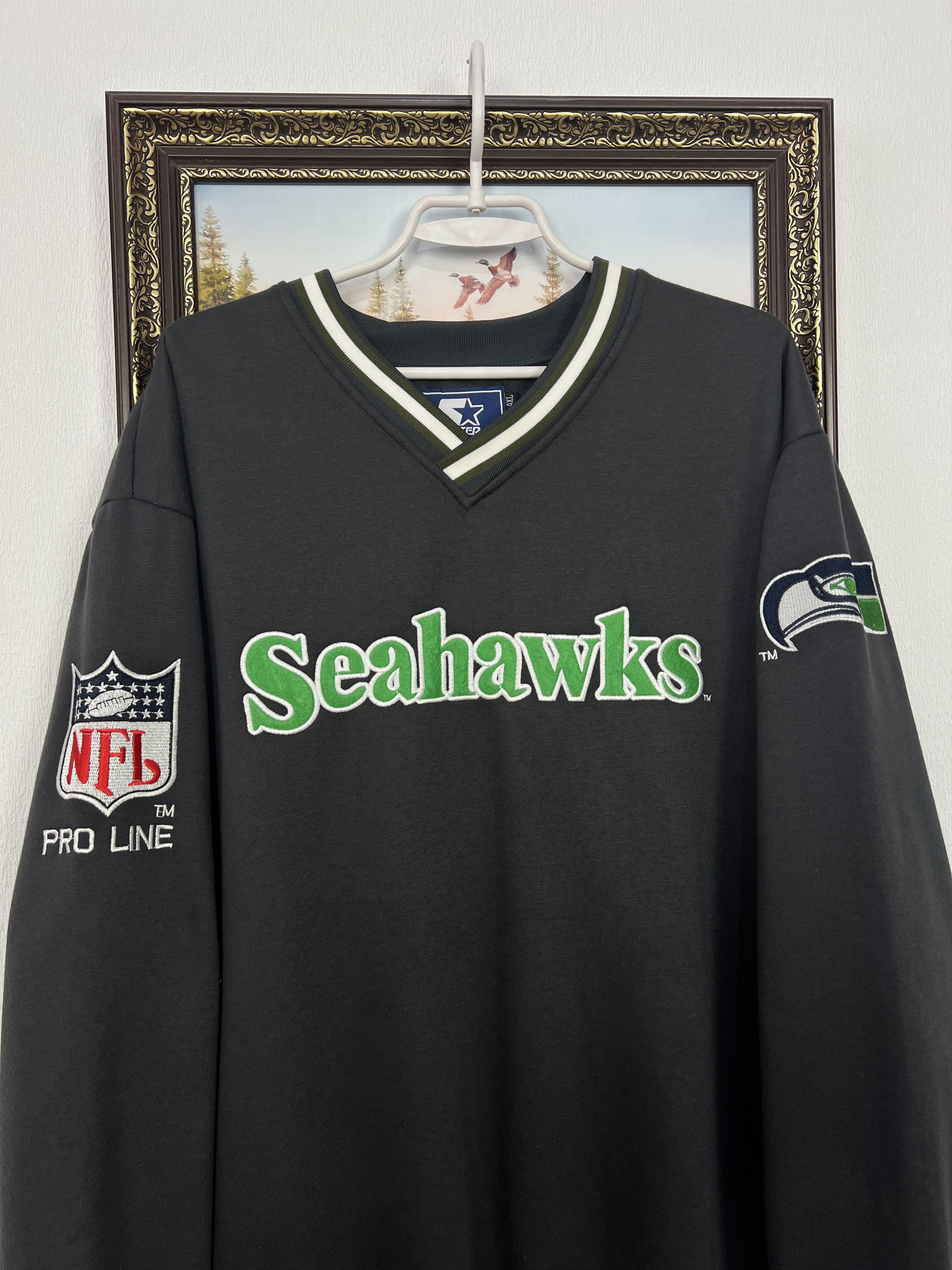 Starter Seattle Seahawks Sweatshirt NHL Crewneck Big Logo 3XL Size US XXL / EU 58 / 5 - 2 Thumbnail