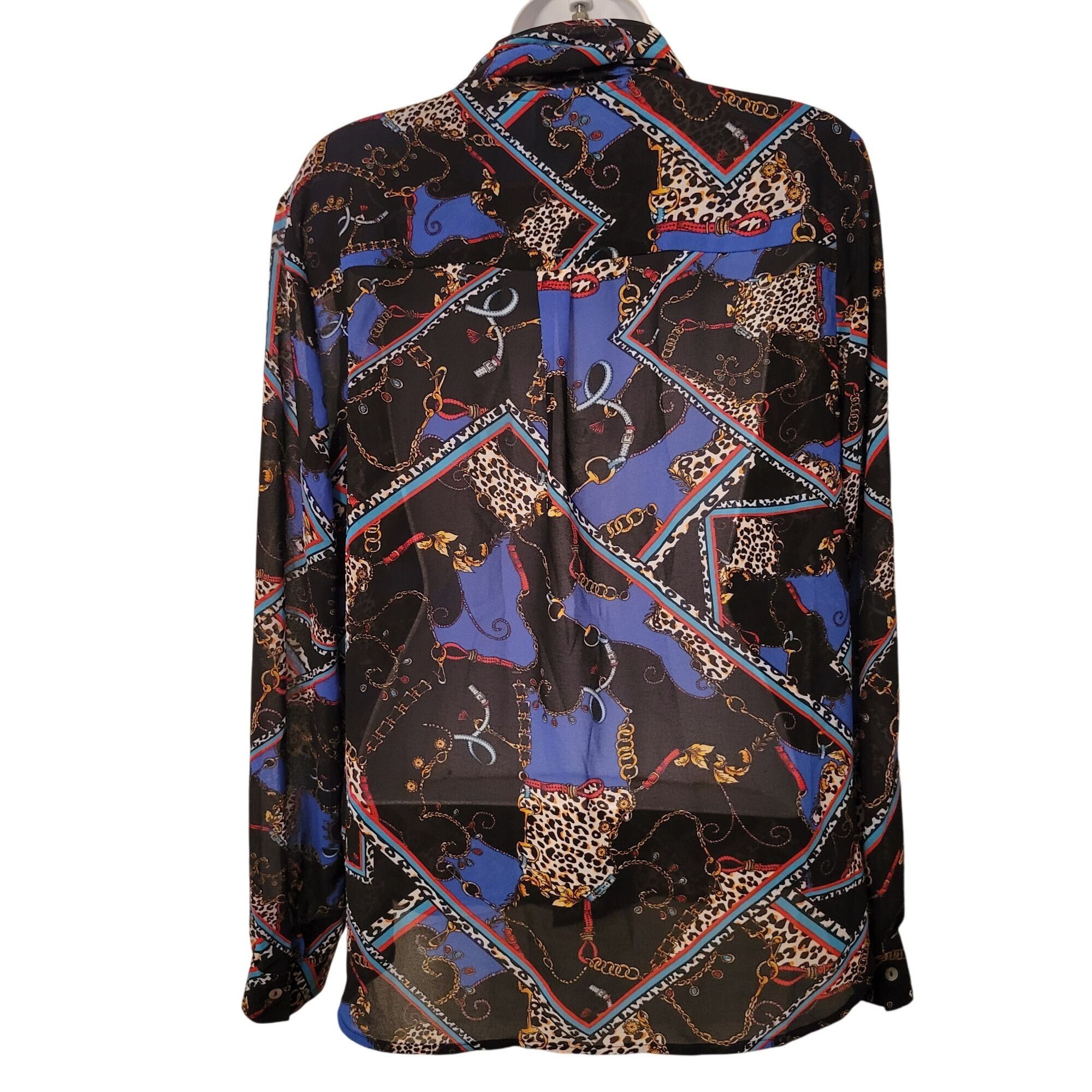 Other Kut from the Kloth M Leopard Chain Print Bow Neck Blouse Pro Size M / US 6-8 / IT 42-44 - 3 Thumbnail