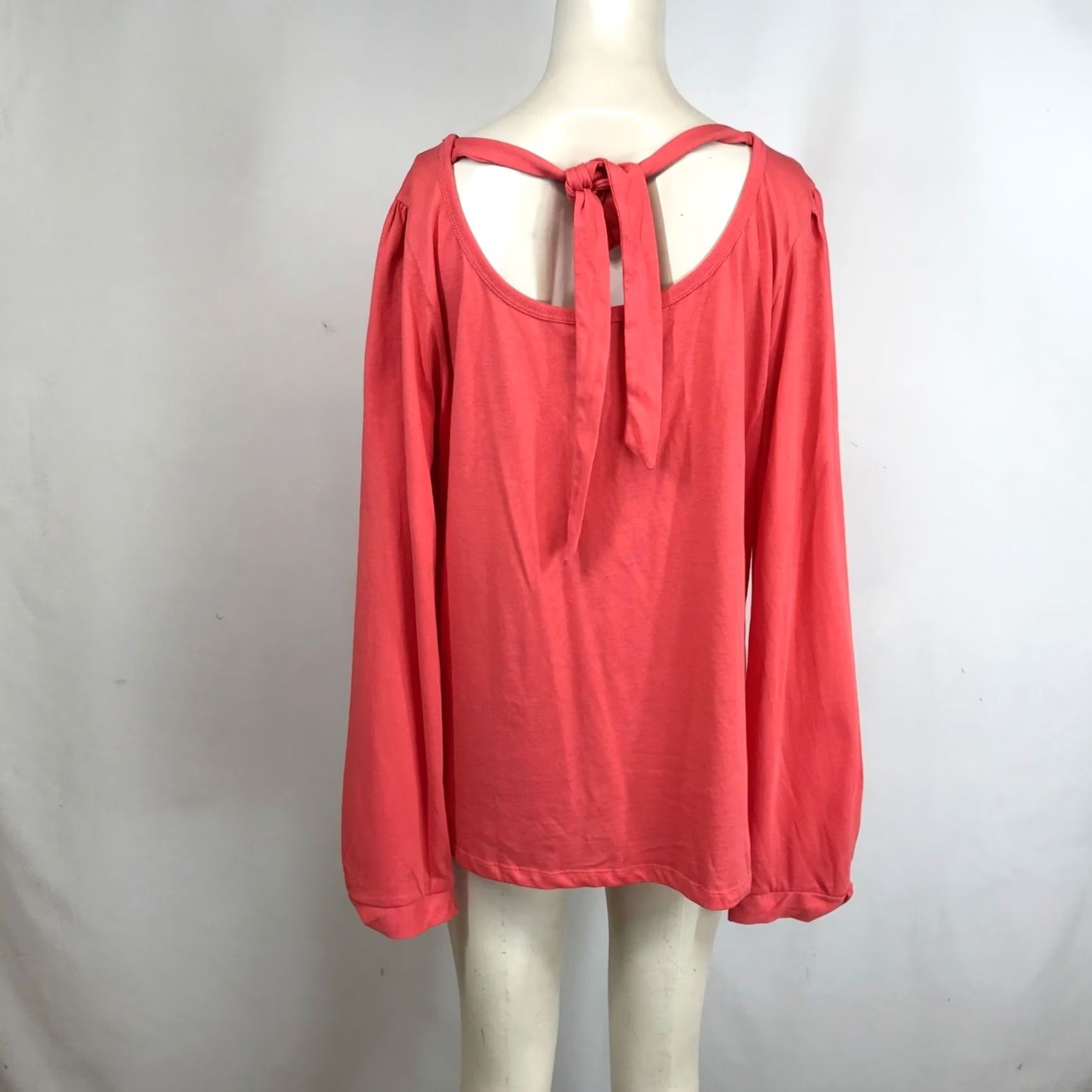 J.Crew J. CREW Women's XXL Pink Long Sleeve Blouse Ties In Back Cotton Top Shirt Size XXL / US 16-18 / IT 52-54 - 5 Thumbnail