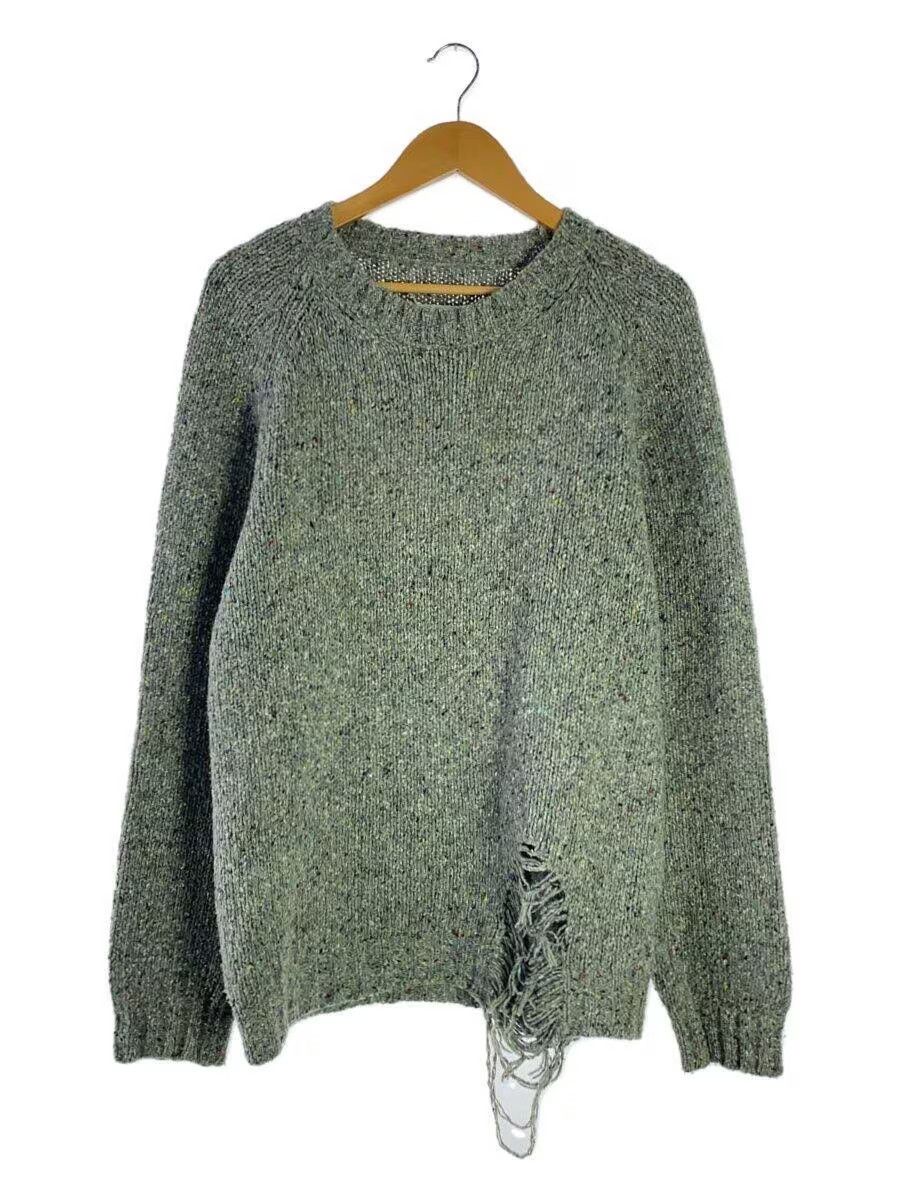 image of Maison Margiela Ss16 Distressed Blow Out Wool Knit Sweater in Grey, Men's (Size Large)