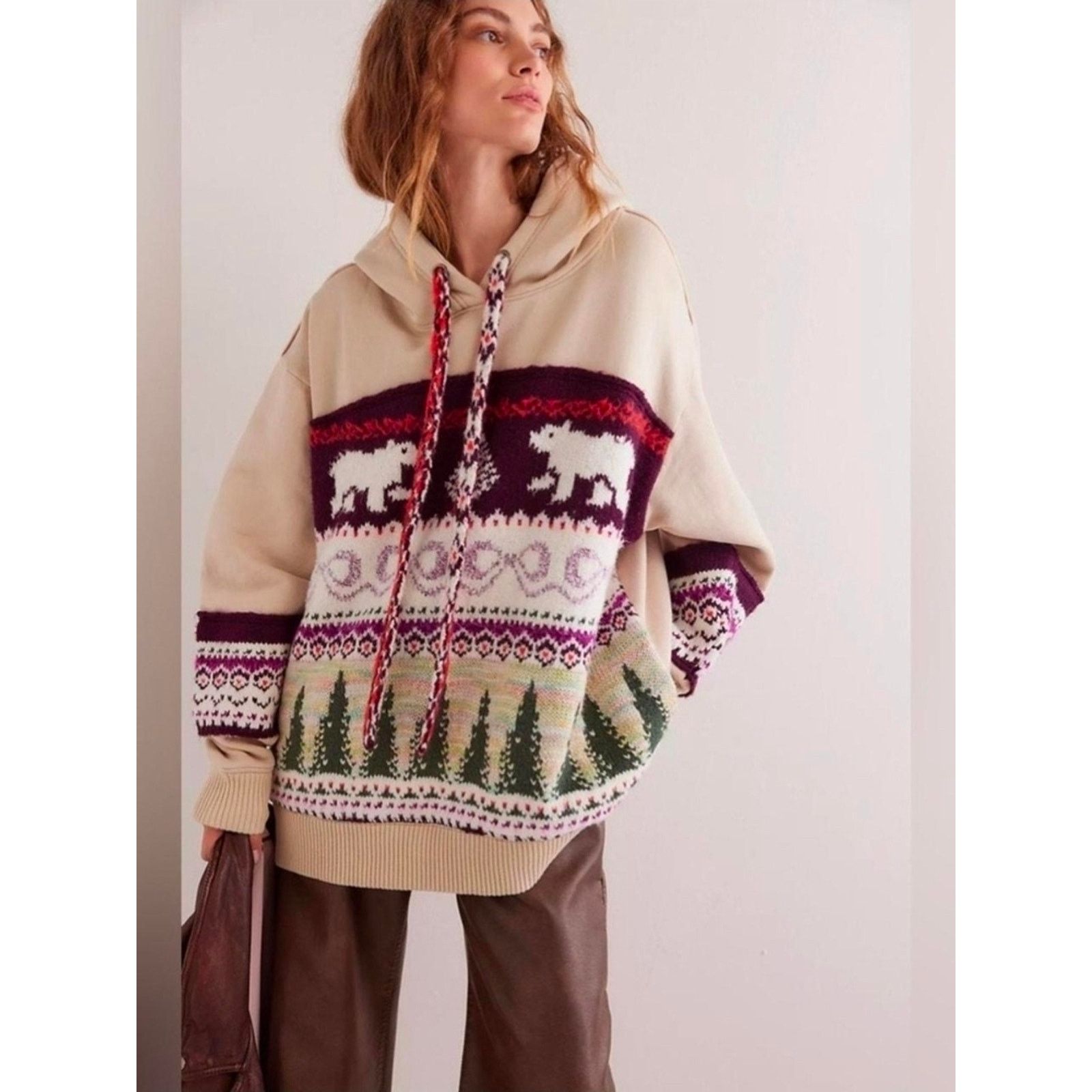 Free People NWOT Free People Lutz Fair Isle Hoodie Oversized M Size M / US 6-8 / IT 42-44 - 3 Thumbnail