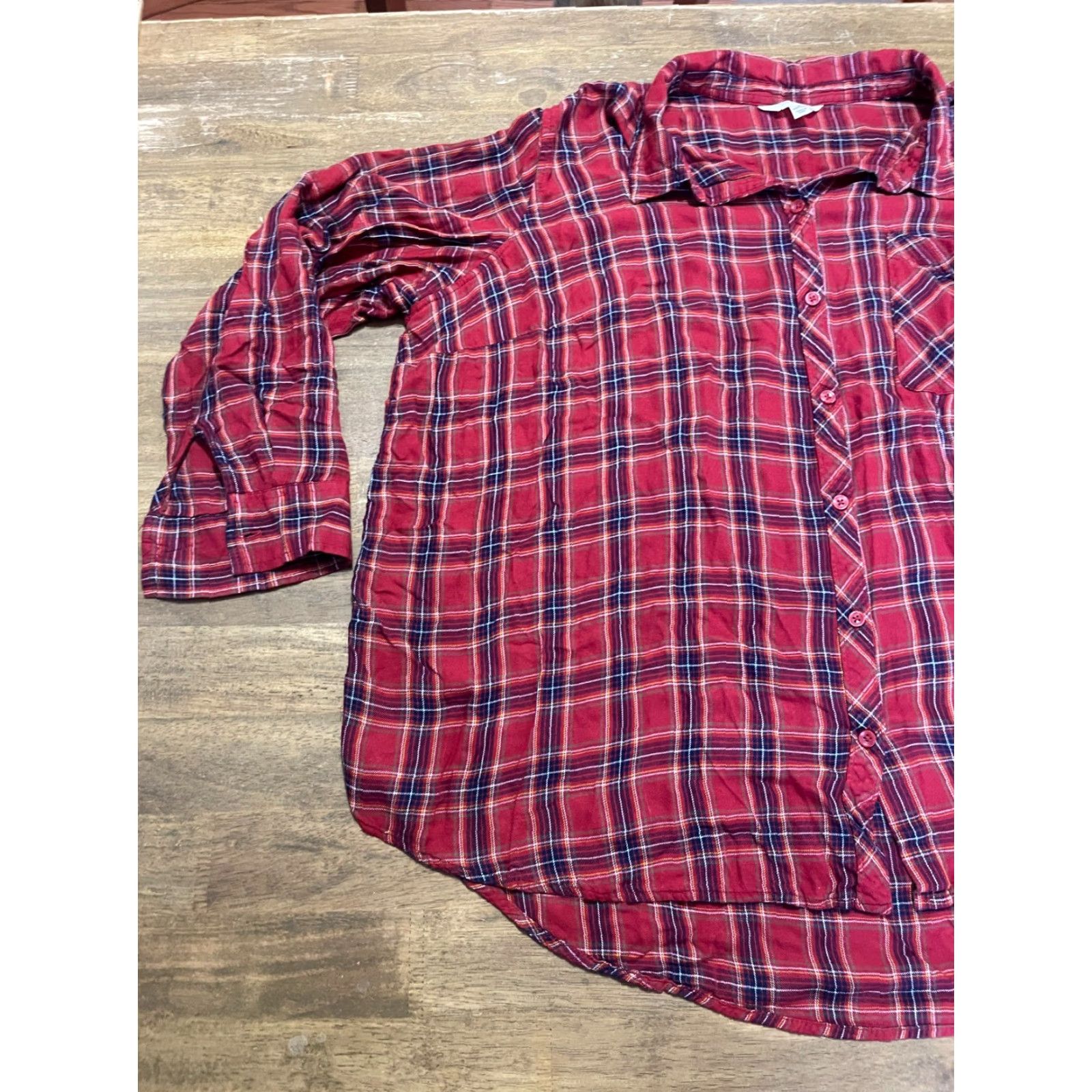 Vintage Terra & Sky Shirt Womens 3X Red Plaid Button-Up Long Sleeve Casual Travel Size XXL / US 16-18 / IT 52-54 - 3 Thumbnail