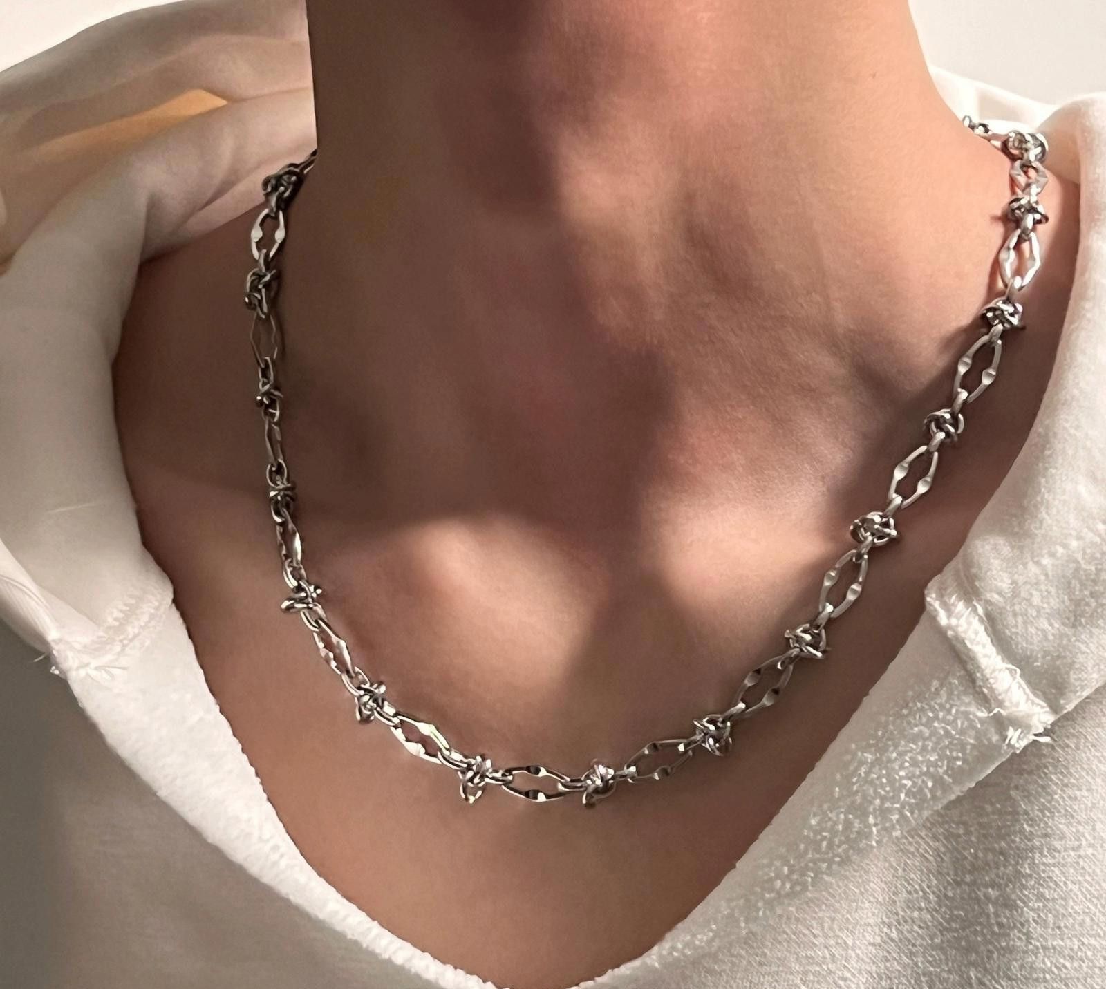 Jewelry Silver Chain Link Men's Necklace, Modern Men's Jewelry Size ONE SIZE - 2 Thumbnail