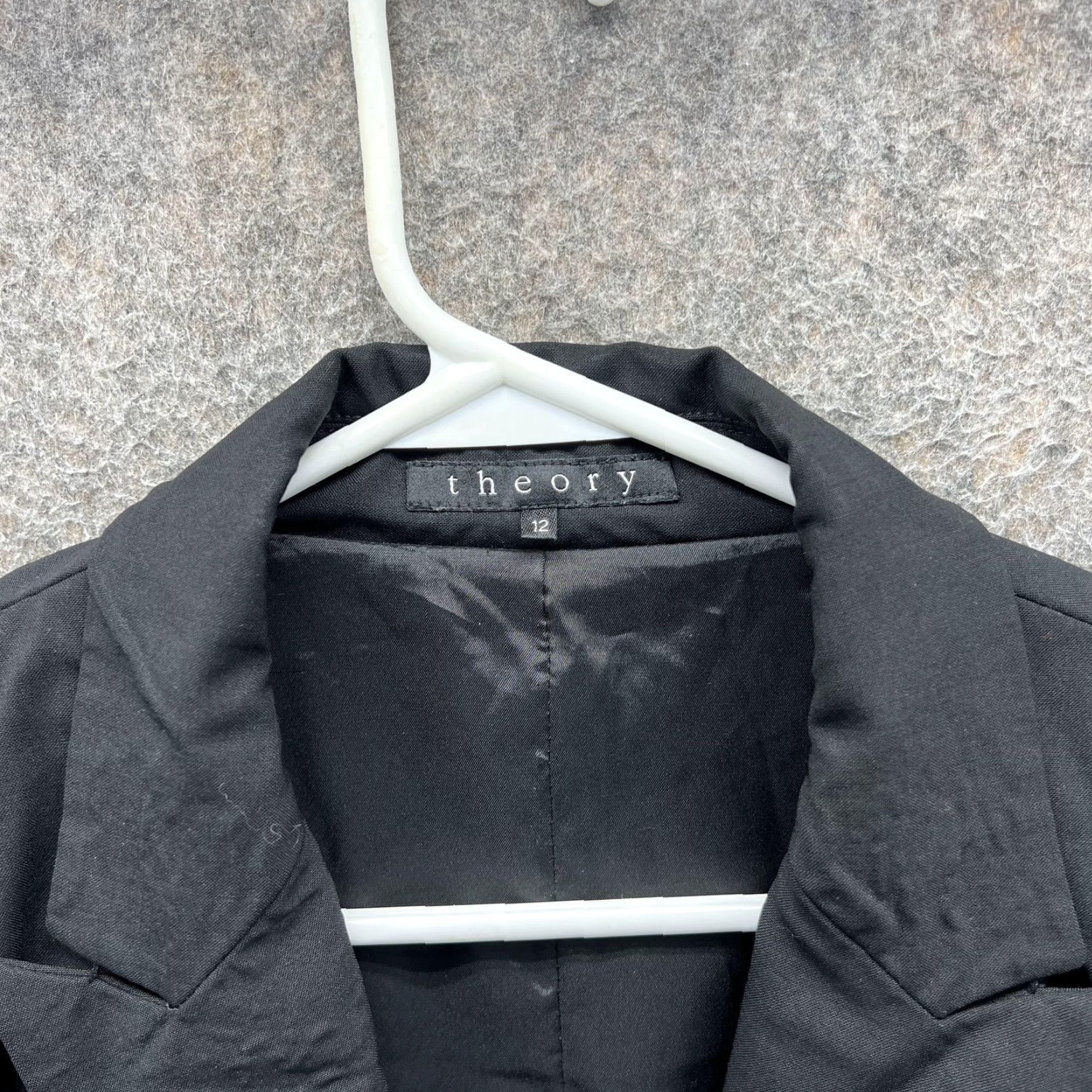 Theory Theory Blazer Womens 12 Black One-Button Notch Lapel Lined Tailored Jacket Woman Business Workwear Shirt/Coat (Jacket) Size XL / US 12-14 / IT 48-50 - 2 Thumbnail