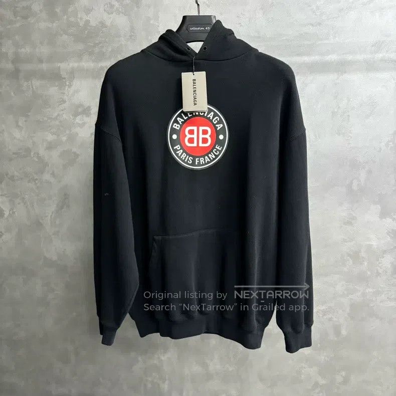 Balenciaga Balenciaga Black Double B Circle Logo Printed Hoodie Size US S / EU 44-46 / 1 - 1 Thumbnail