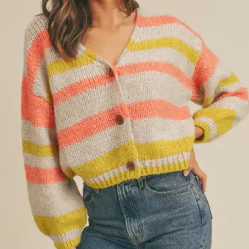 Other "Hannah Banana" Striped Boho Sweater w Wood Buttons by Lush Size S / US 4 / IT 40 - 1 Thumbnail