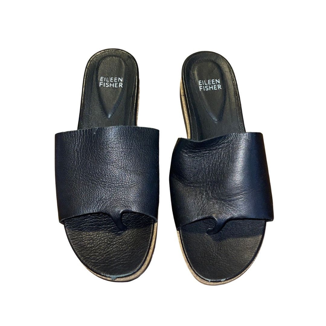 Eileen Fisher Eileen Fisher Soft Tumbled Leather Wedge Slide SZ 6 Toe slip Size US 6 / IT 36 - 1 Thumbnail