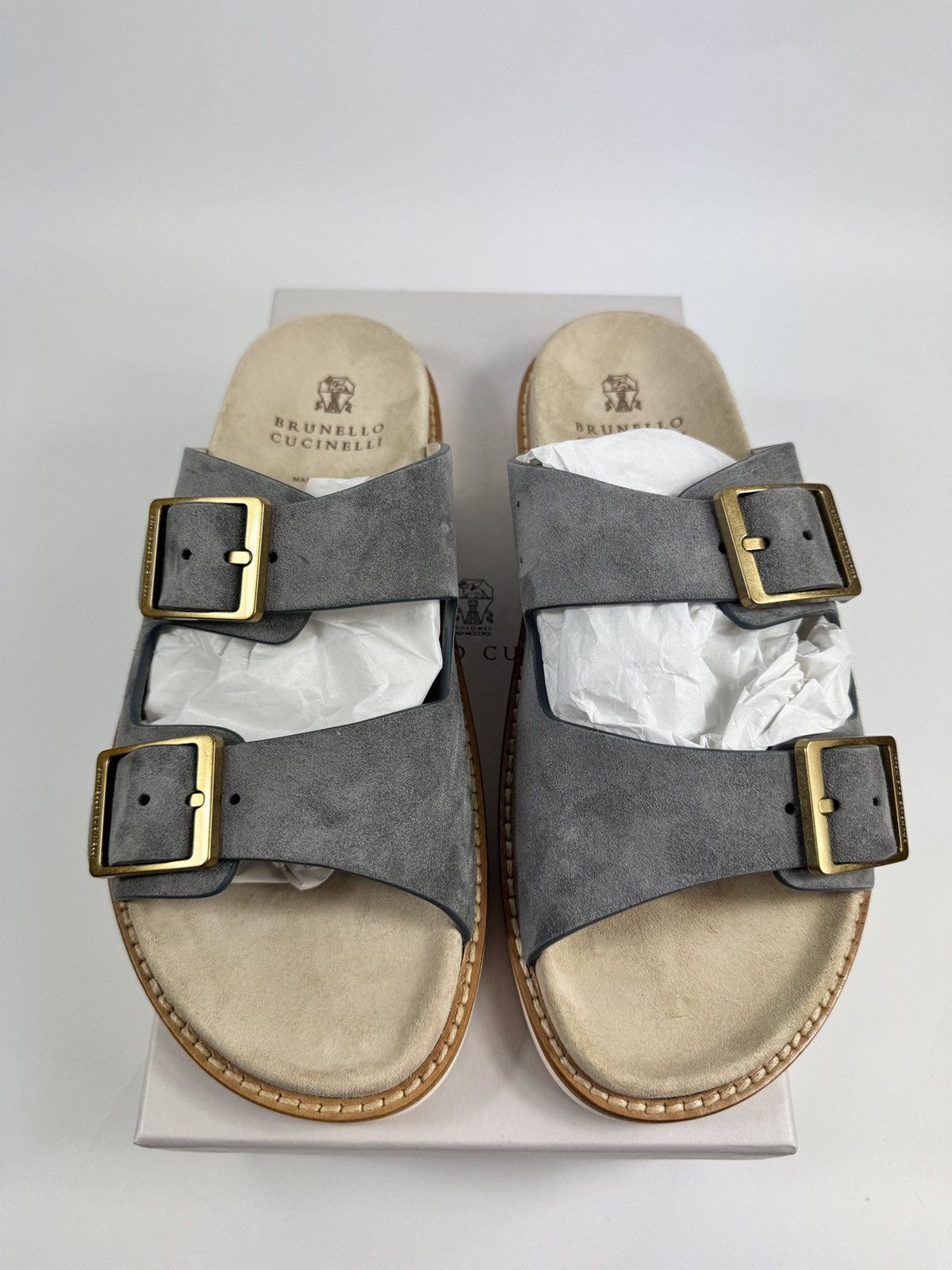 Brunello Cucinelli TWO STRAP SLIP ON SUEDE SANDALS Size US 10 / EU 43 - 1 Thumbnail