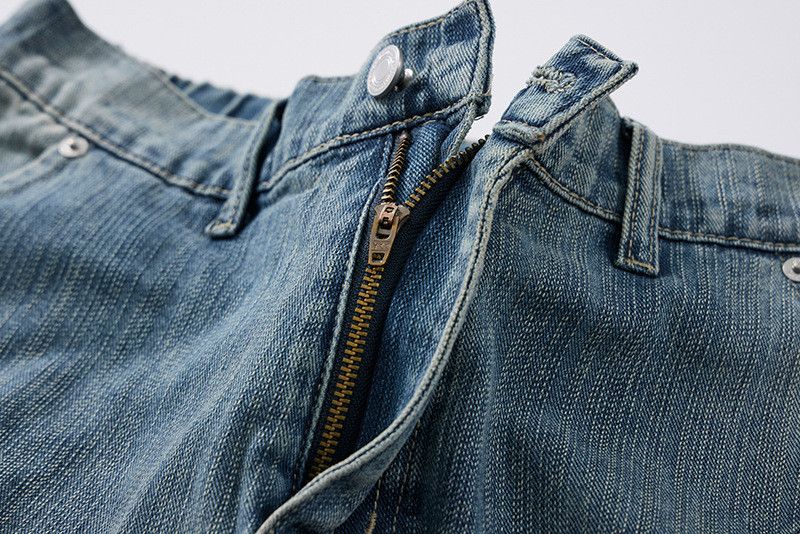Jean American street men's retro patchwork casual curved jeans Size US 32 / EU 48 - 4 Thumbnail