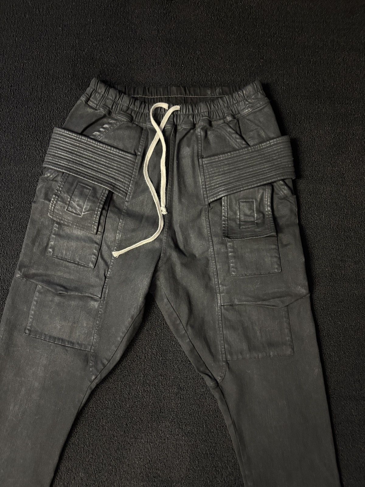 Rick Owens Rick Owens Black Wax Creatch Cargo Denim Pants Size US 32 / EU 48 - 2 Thumbnail