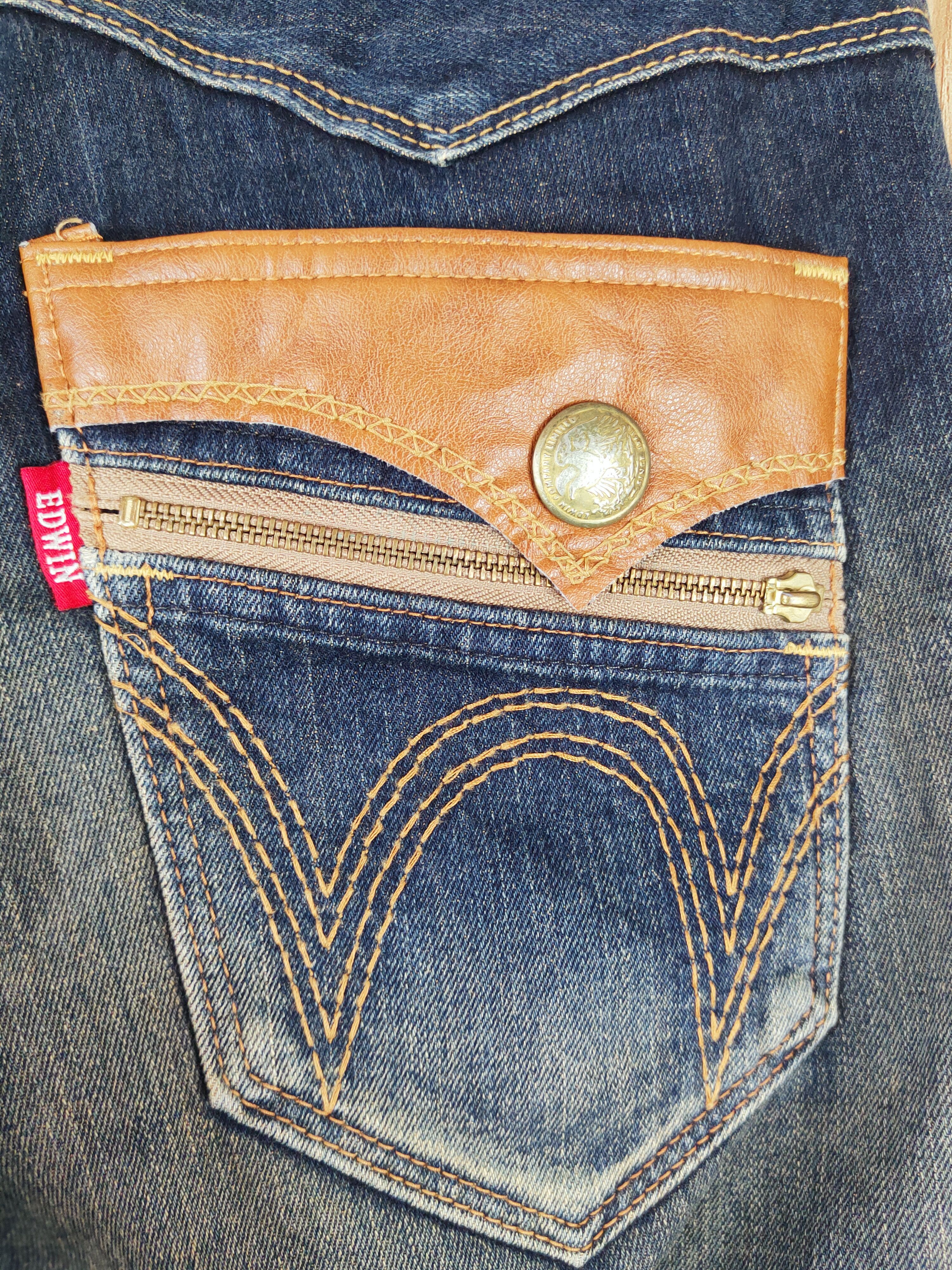 Edwin Edwin Dark Blue Distressed Ripped Jeans #S2739 Size US 34 / EU 50 - 10 Thumbnail