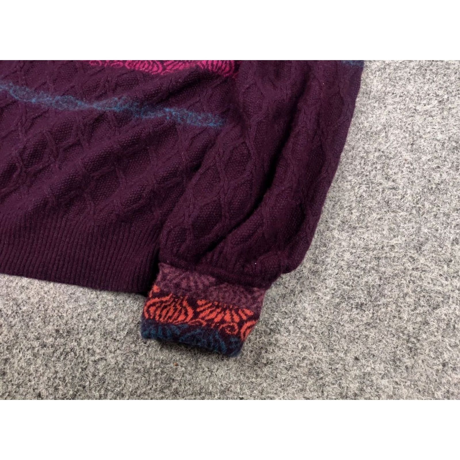 Vintage IVKO Structure pullover pattern Wool blackberry Sweater Size L / US 10 / IT 46 - 5 Thumbnail