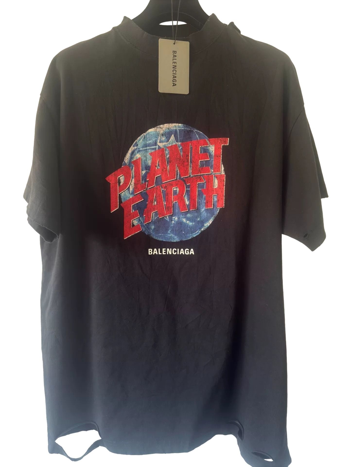 Balenciaga Balenciaga Planet Earth Distressed T-Shirt Size 1 Size US S / EU 44-46 / 1 - 1 Thumbnail