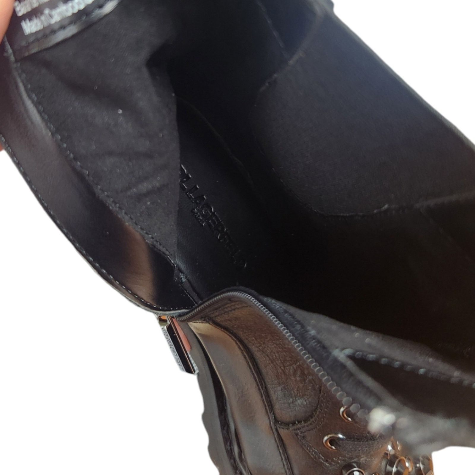 Karl Lagerfeld Karl Lagerfeld Breck Studded Leather Boots Chunky Black Sz 6 Size US 6 / IT 36 - 9 Thumbnail